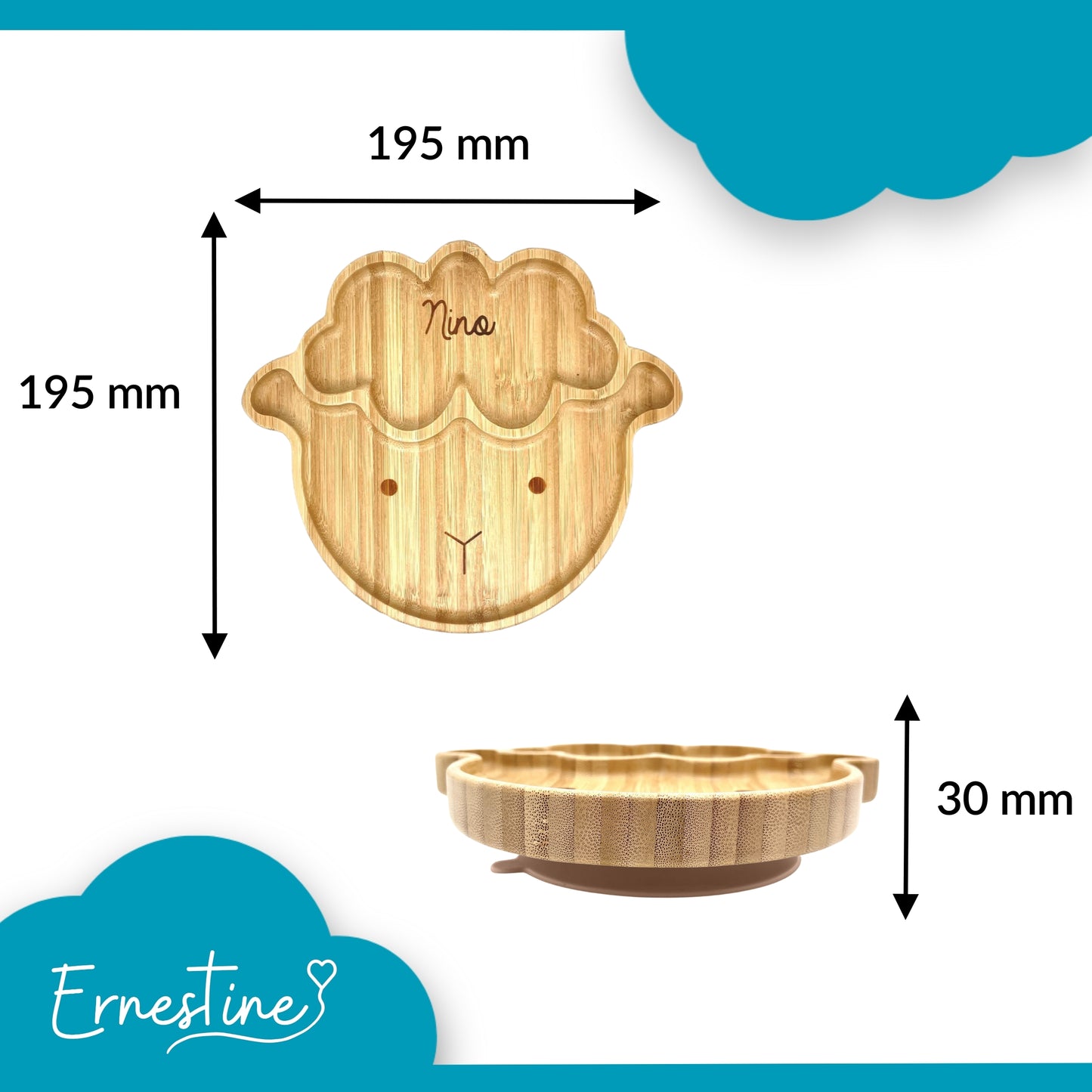 ASSIETTE ET COUVERTS BAMBOU PERSONNALISÉ - MOUTON