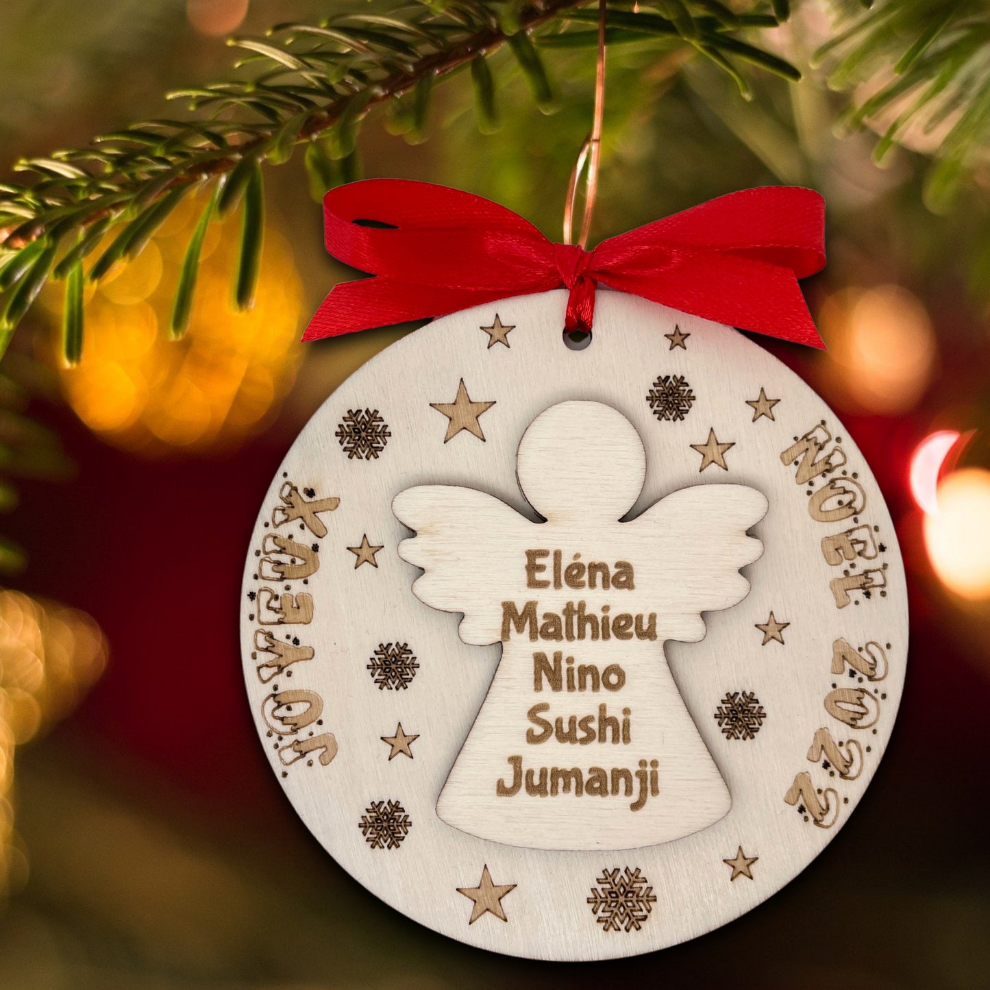 BOULE DE NOËL "FAMILLE" - PERSONNALISABLE - ANGE