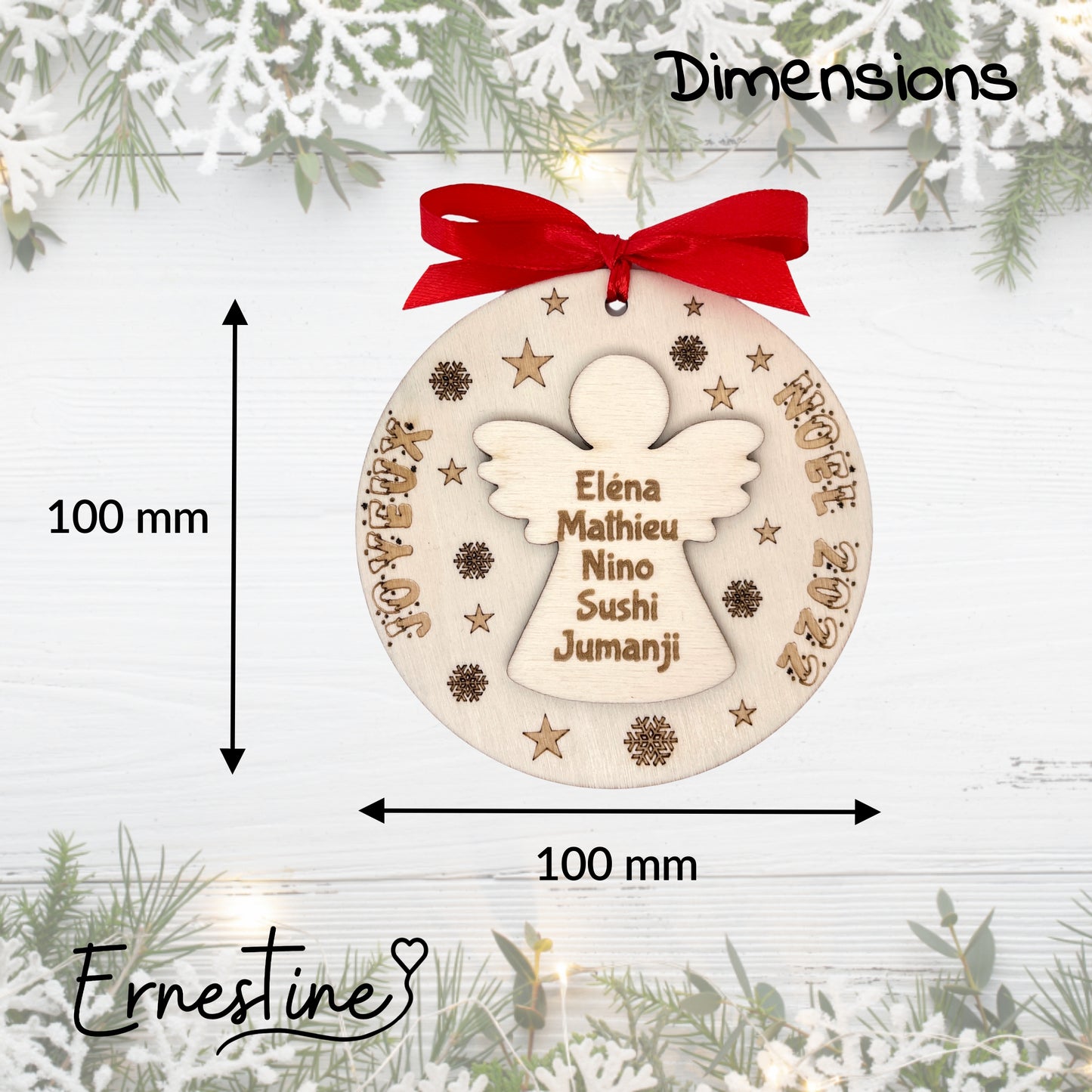 BOULE DE NOËL "FAMILLE" - PERSONNALISABLE - ANGE