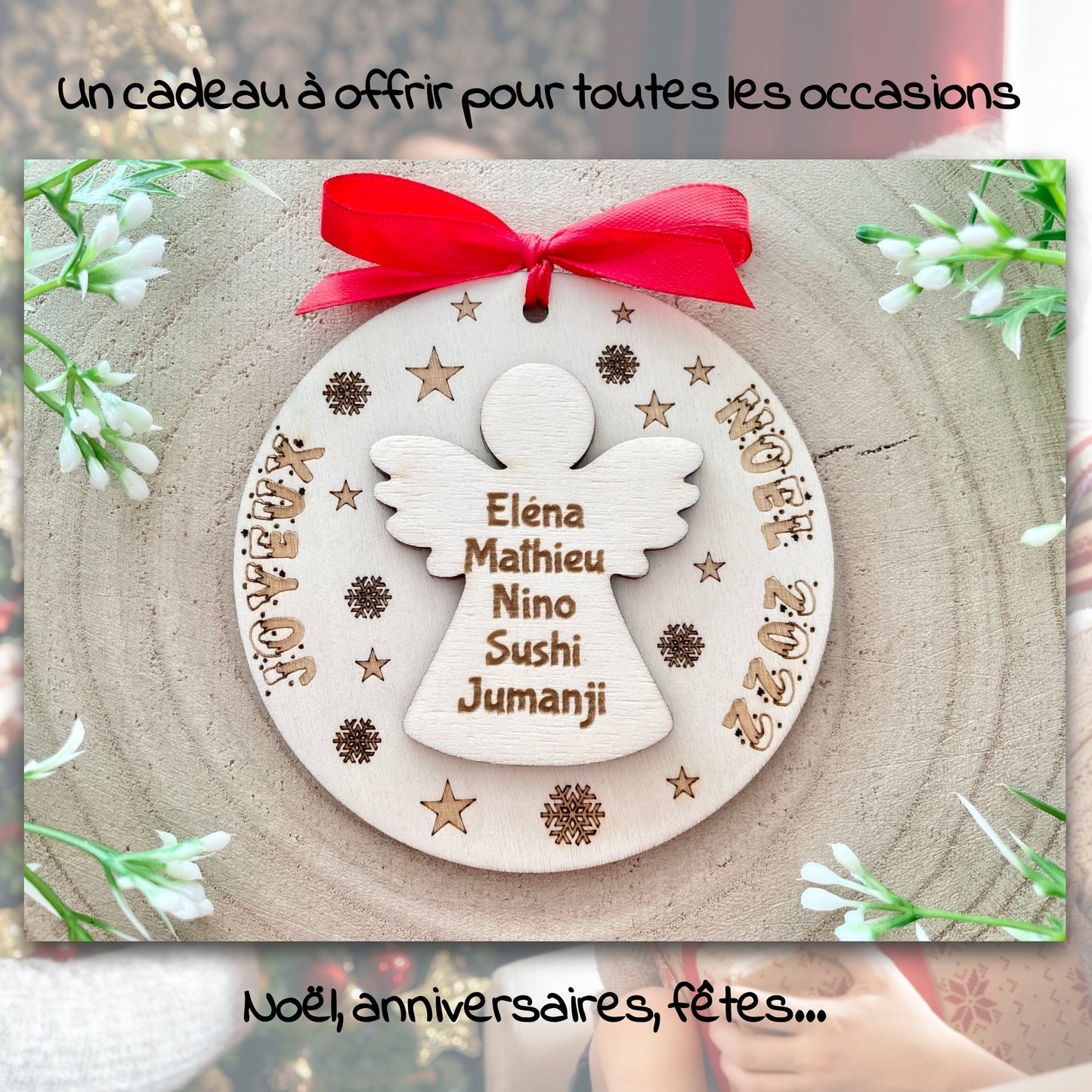 BOULE DE NOËL "FAMILLE" - PERSONNALISABLE - ANGE