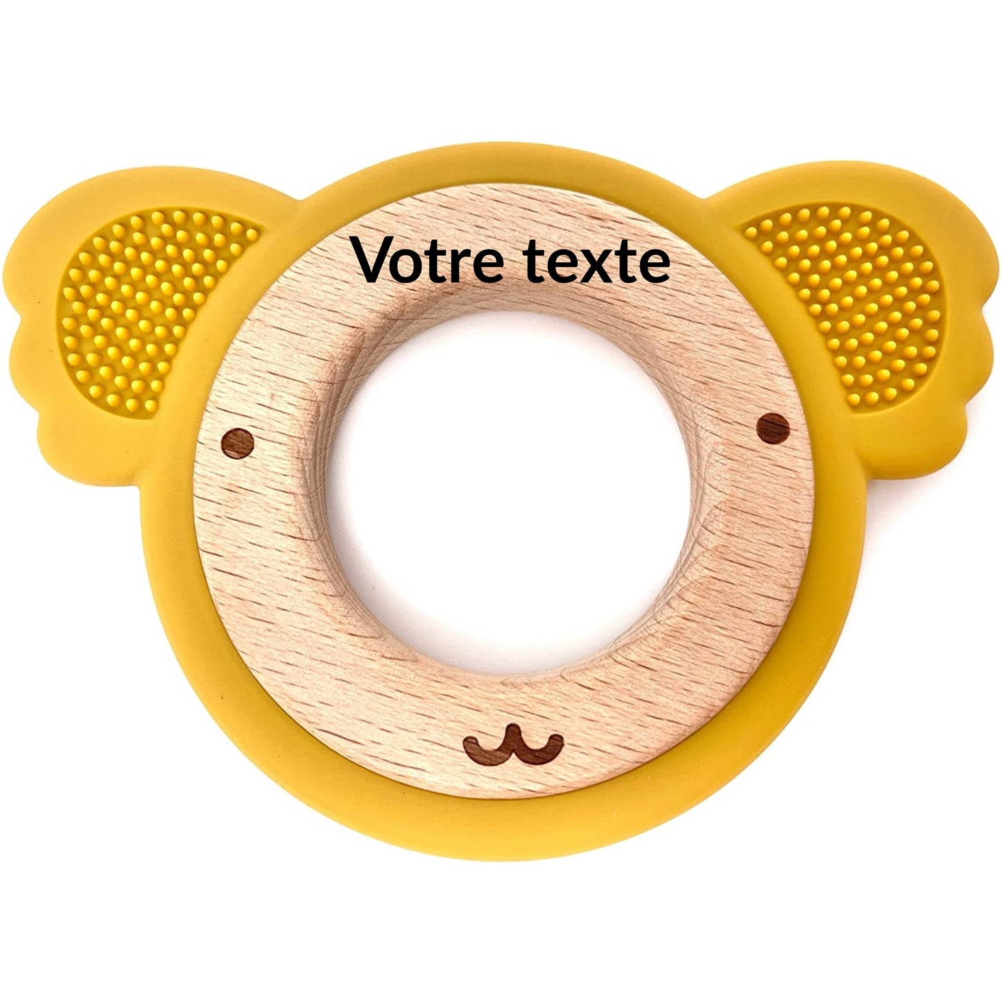ANNEAU DE DENTITION BOIS ET SILICONE - PERSONNALISABLE - KOALA