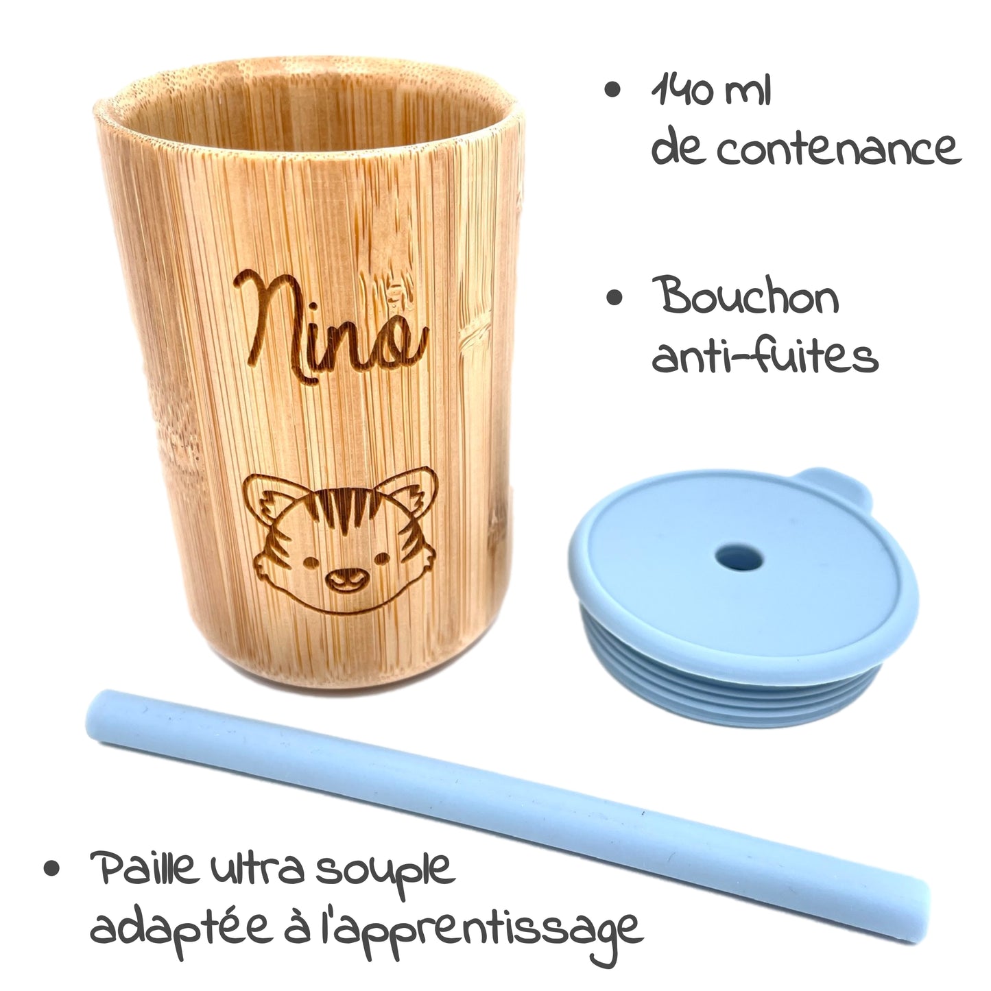 TASSE D'APPRENTISSAGE EN BAMBOU - PERSONNALISABLE