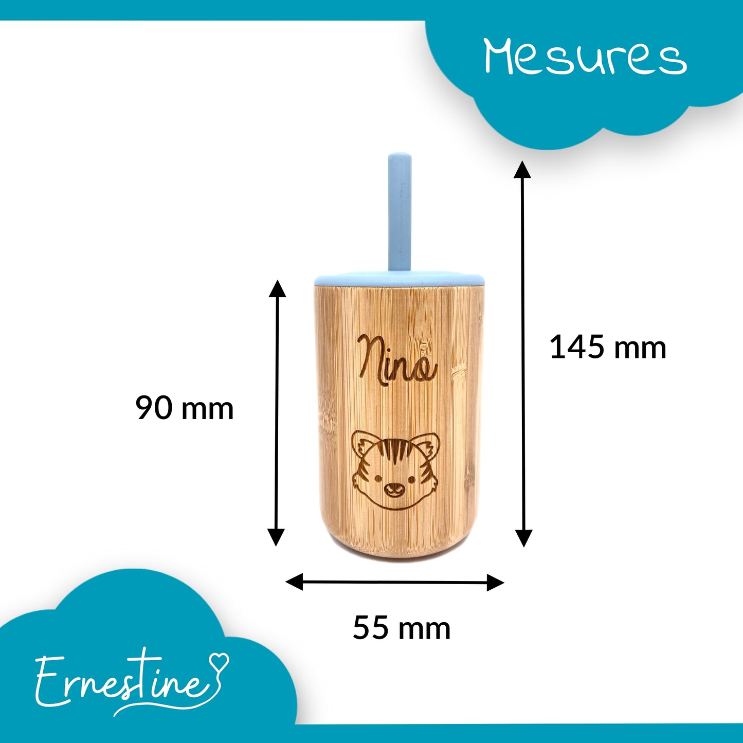 TASSE D'APPRENTISSAGE EN BAMBOU - PERSONNALISABLE