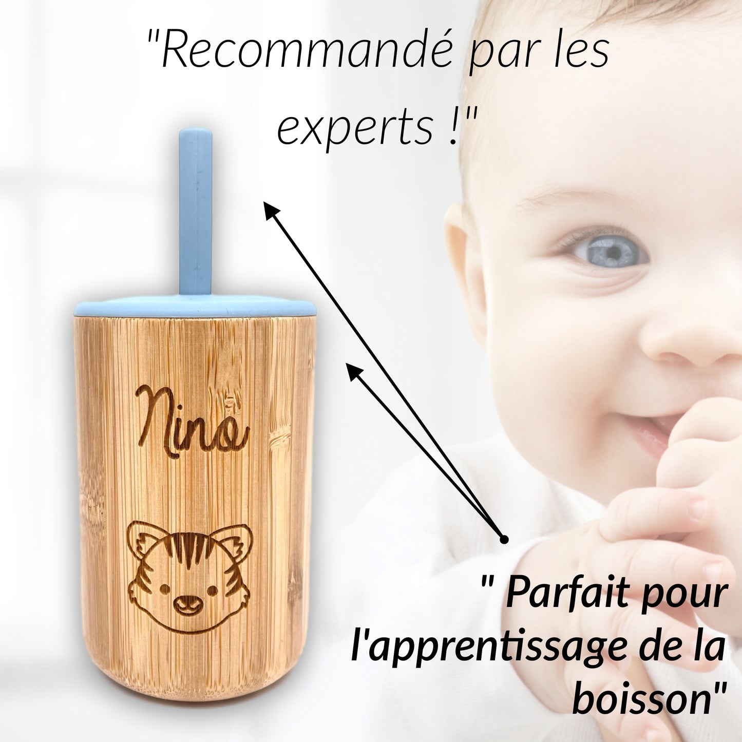 TASSE D'APPRENTISSAGE EN BAMBOU - PERSONNALISABLE