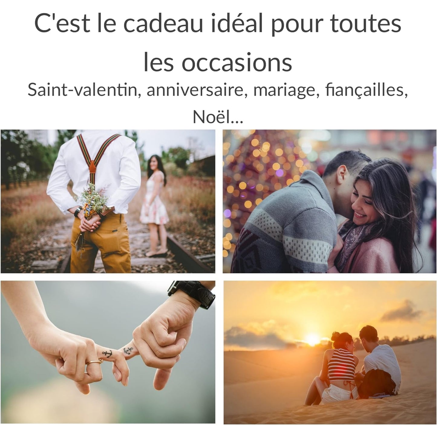 PORTE-CLEFS DOUBLE COEUR BAMBOU - PERSONNALISABLE