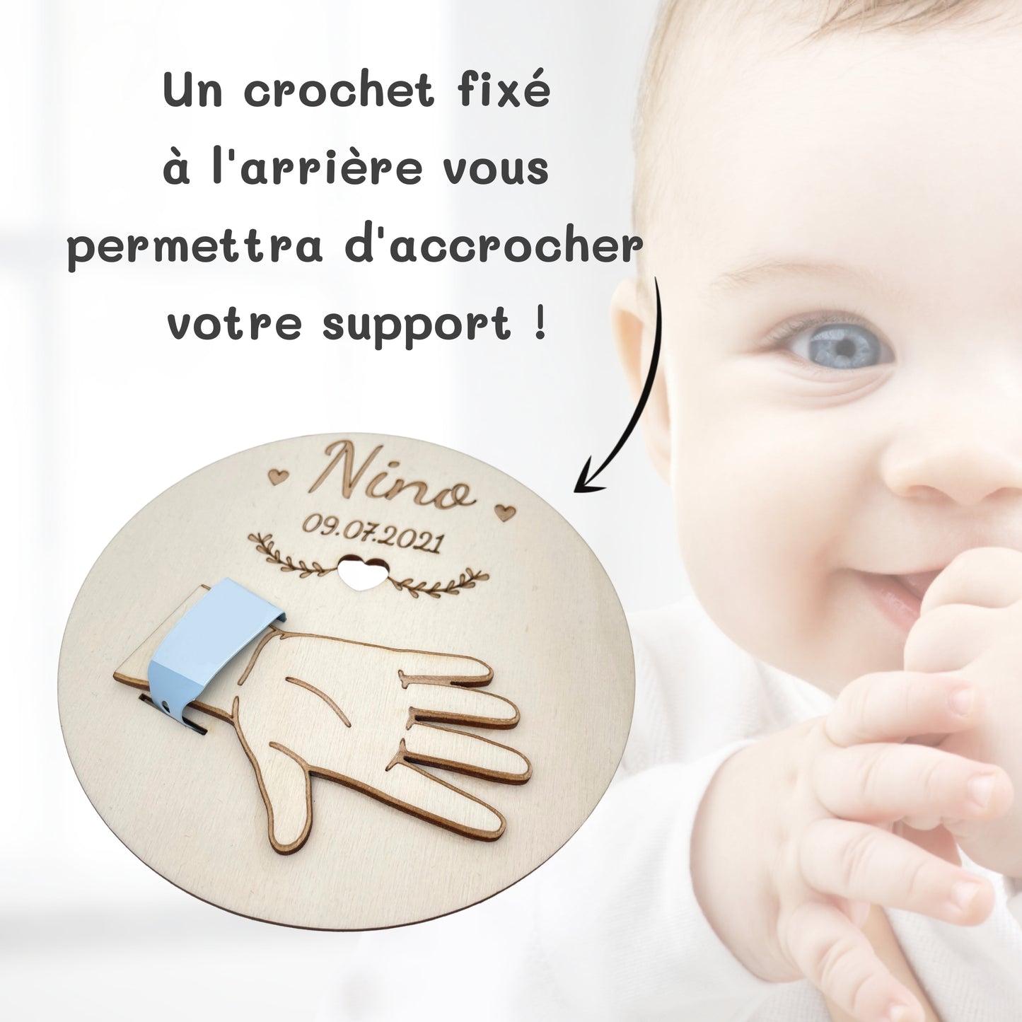 PORTE BRACELET DE NAISSANCE EN BOIS - PERSONNALISABLE