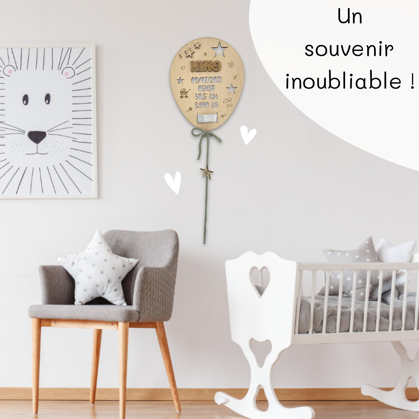 BALLON DE NAISSANCE EN BOIS - PERSONNALISABLE