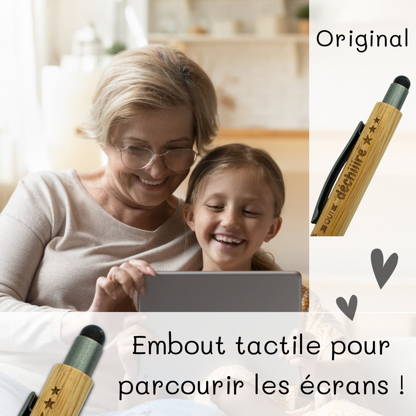 STYLO BAMBOU AVEC EMBOUT TACTILE - MAMIE - MAMIE QUI DECHIRE