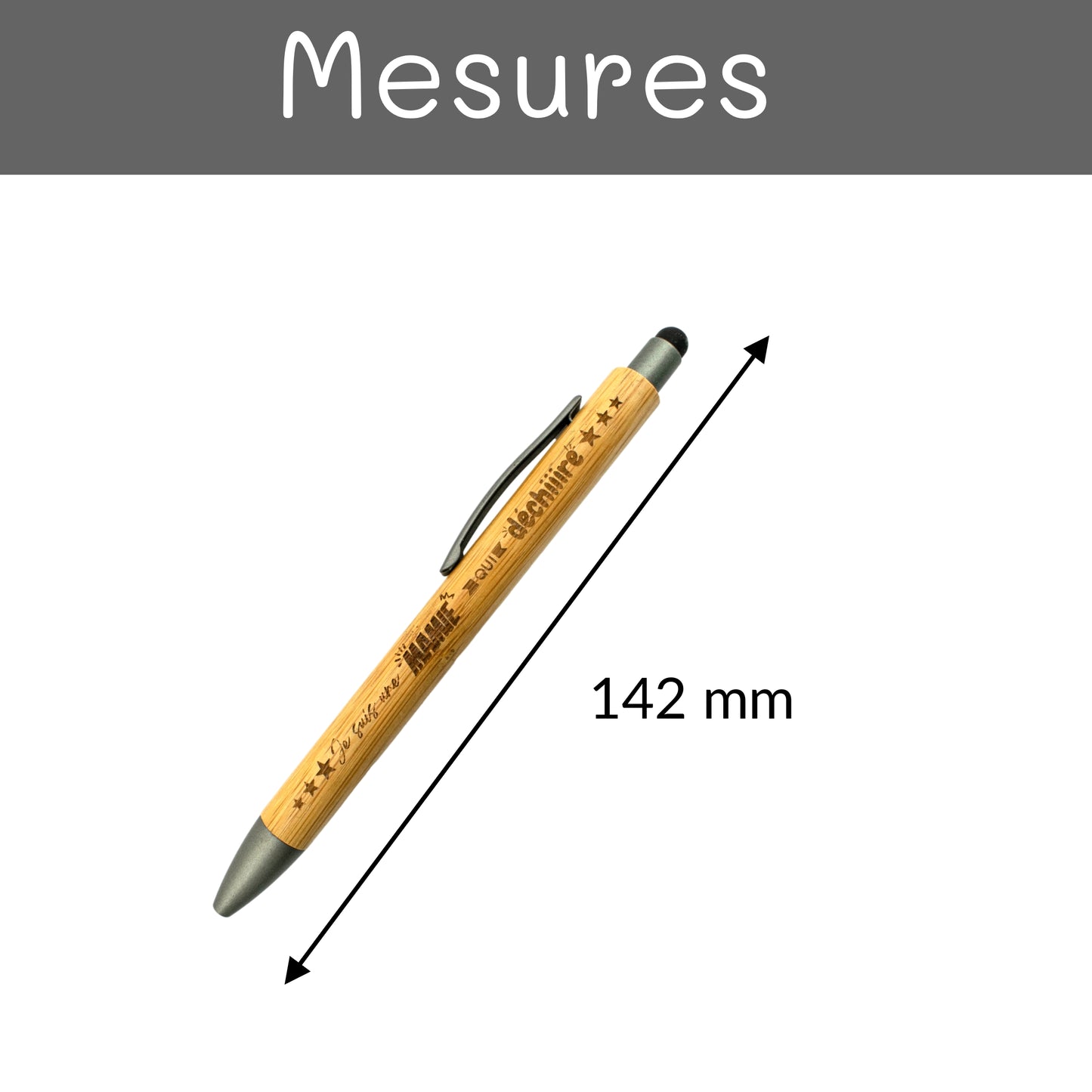 STYLO BAMBOU AVEC EMBOUT TACTILE - MAMIE - MAMIE QUI DECHIRE