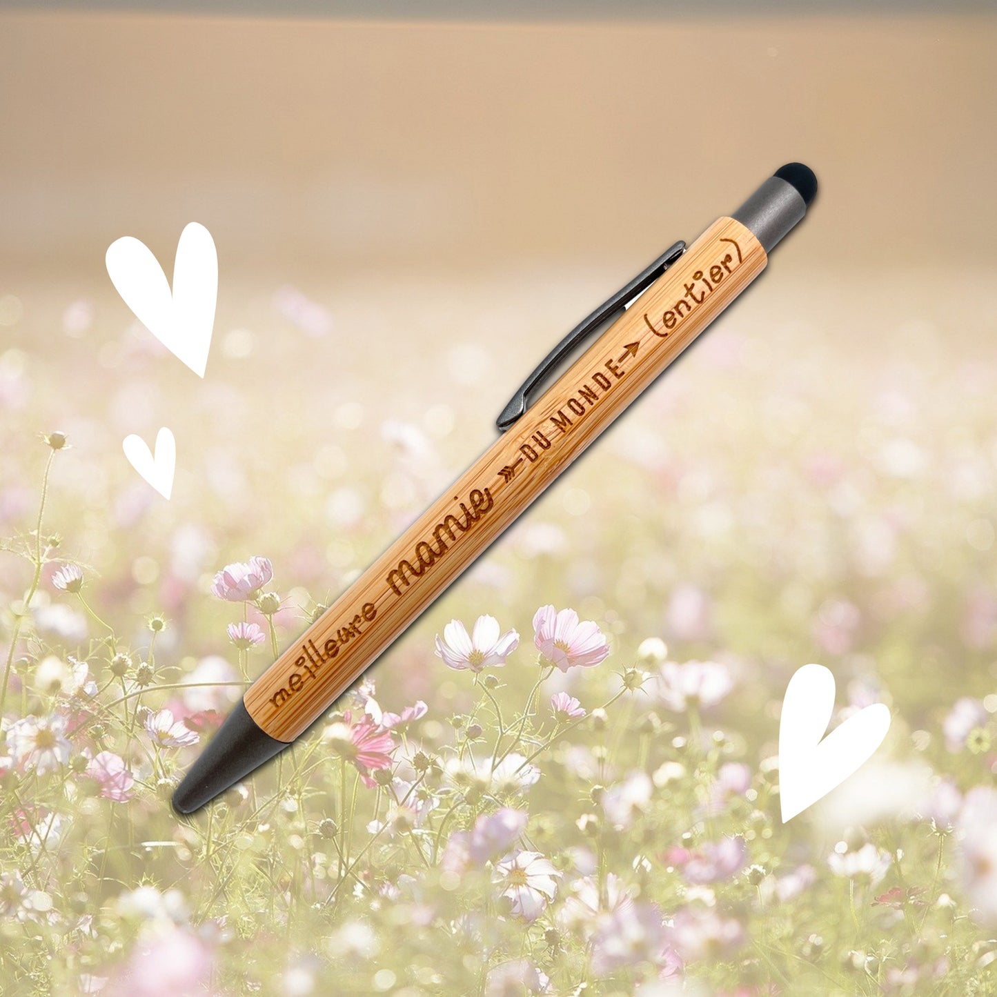 STYLO BAMBOU AVEC EMBOUT TACTILE - MAMIE - MEILLEURE DU MONDE ENTIER