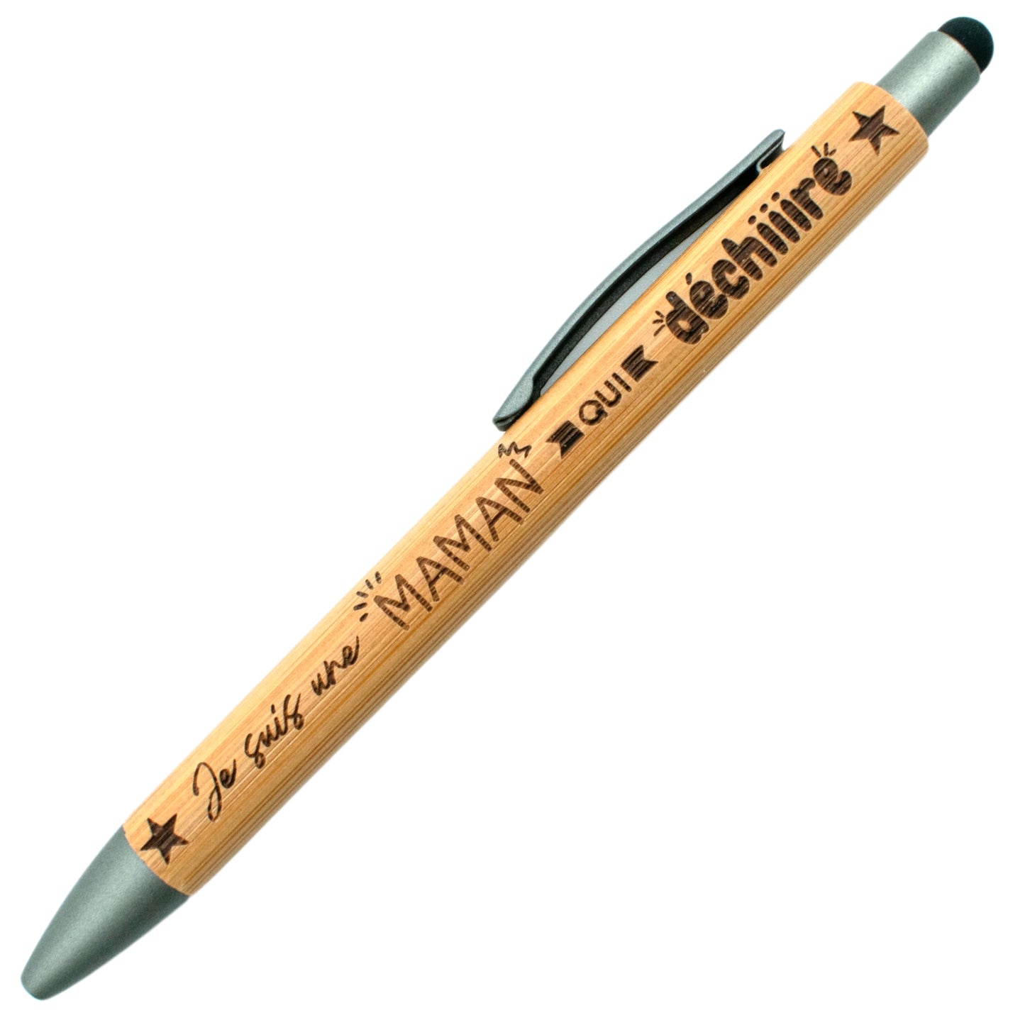 STYLO BAMBOU AVEC EMBOUT TACTILE - MAMAN - DECHIRE