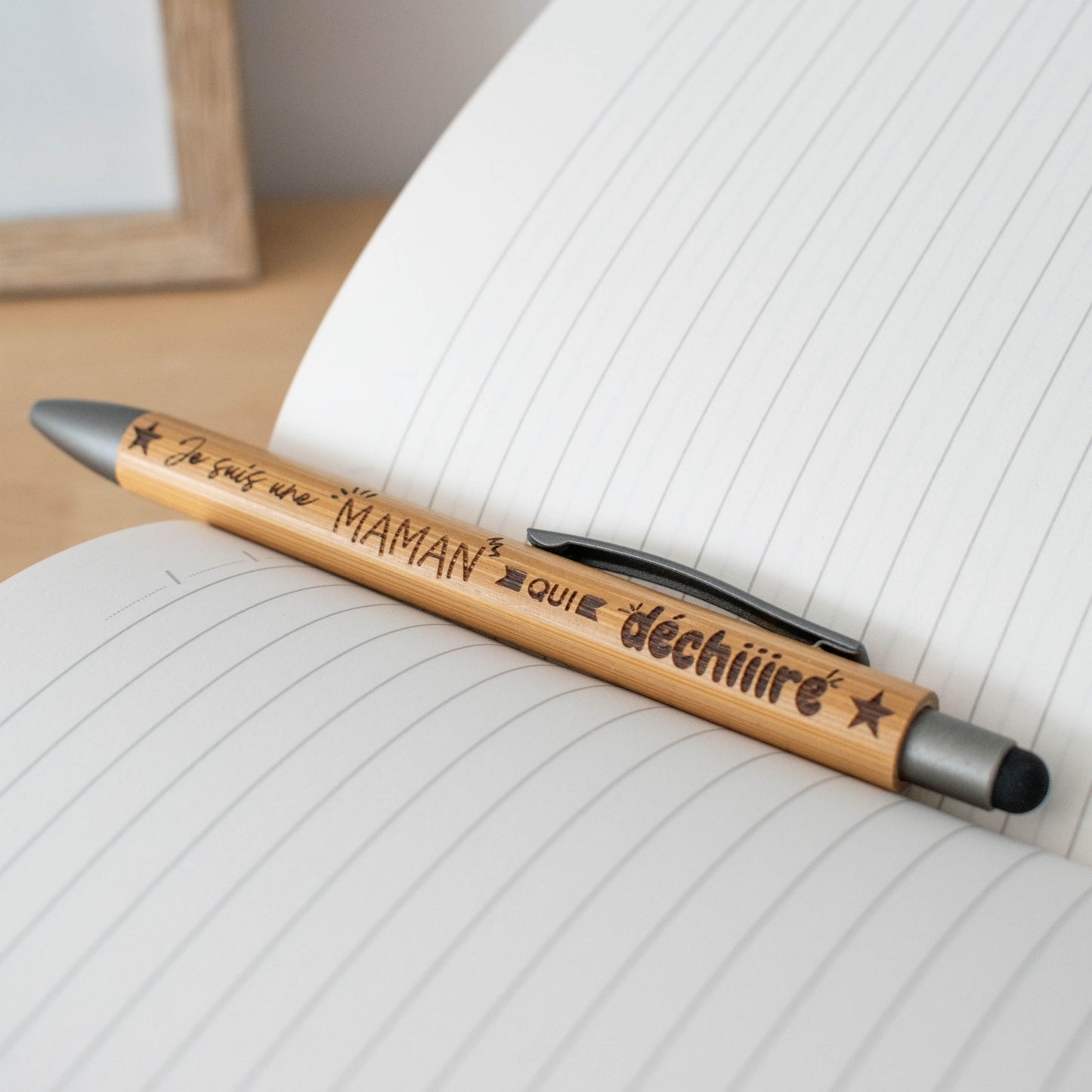 STYLO BAMBOU AVEC EMBOUT TACTILE - MAMAN - DECHIRE
