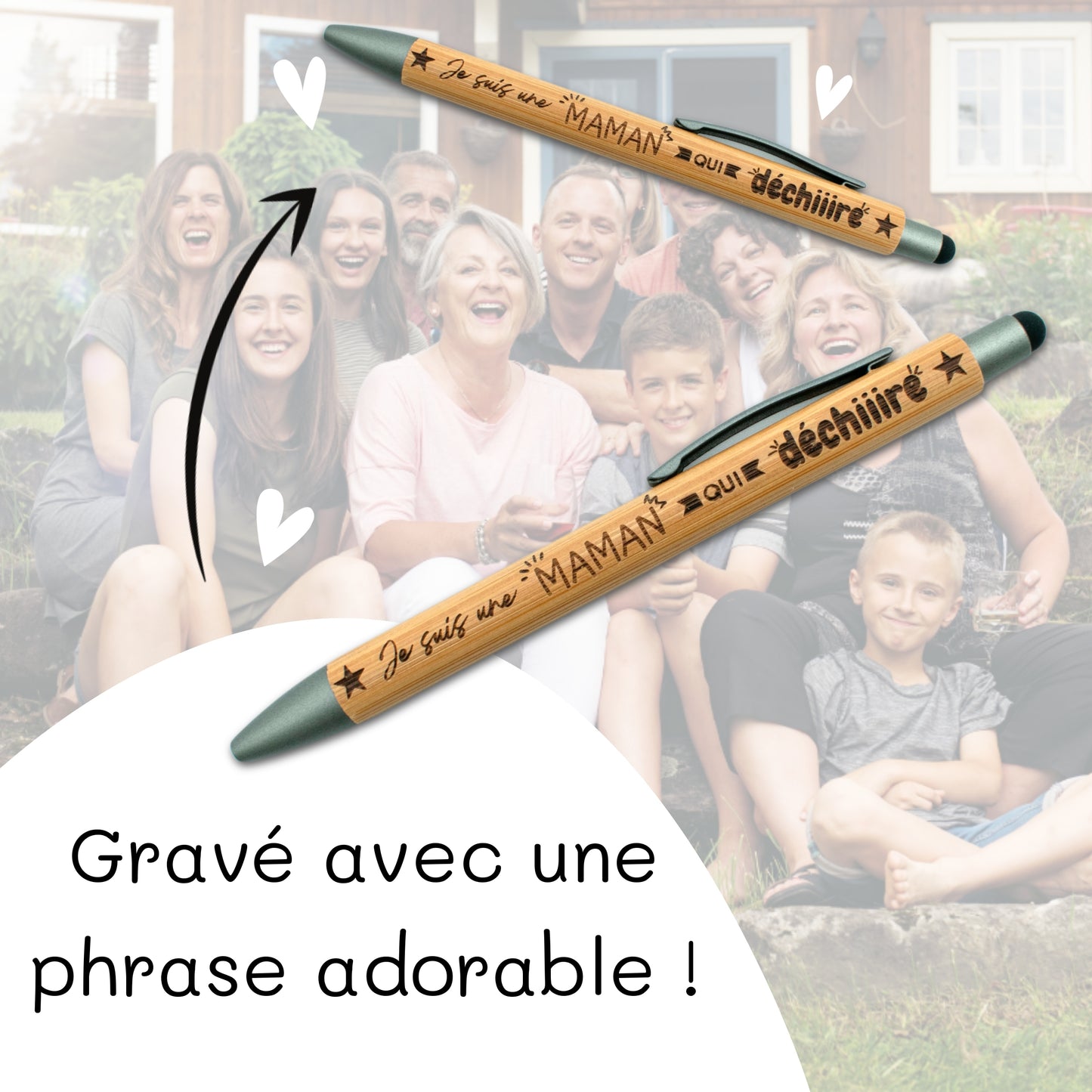 STYLO BAMBOU AVEC EMBOUT TACTILE - MAMAN - DECHIRE