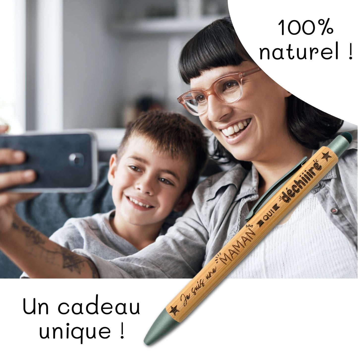 STYLO BAMBOU AVEC EMBOUT TACTILE - MAMAN - DECHIRE