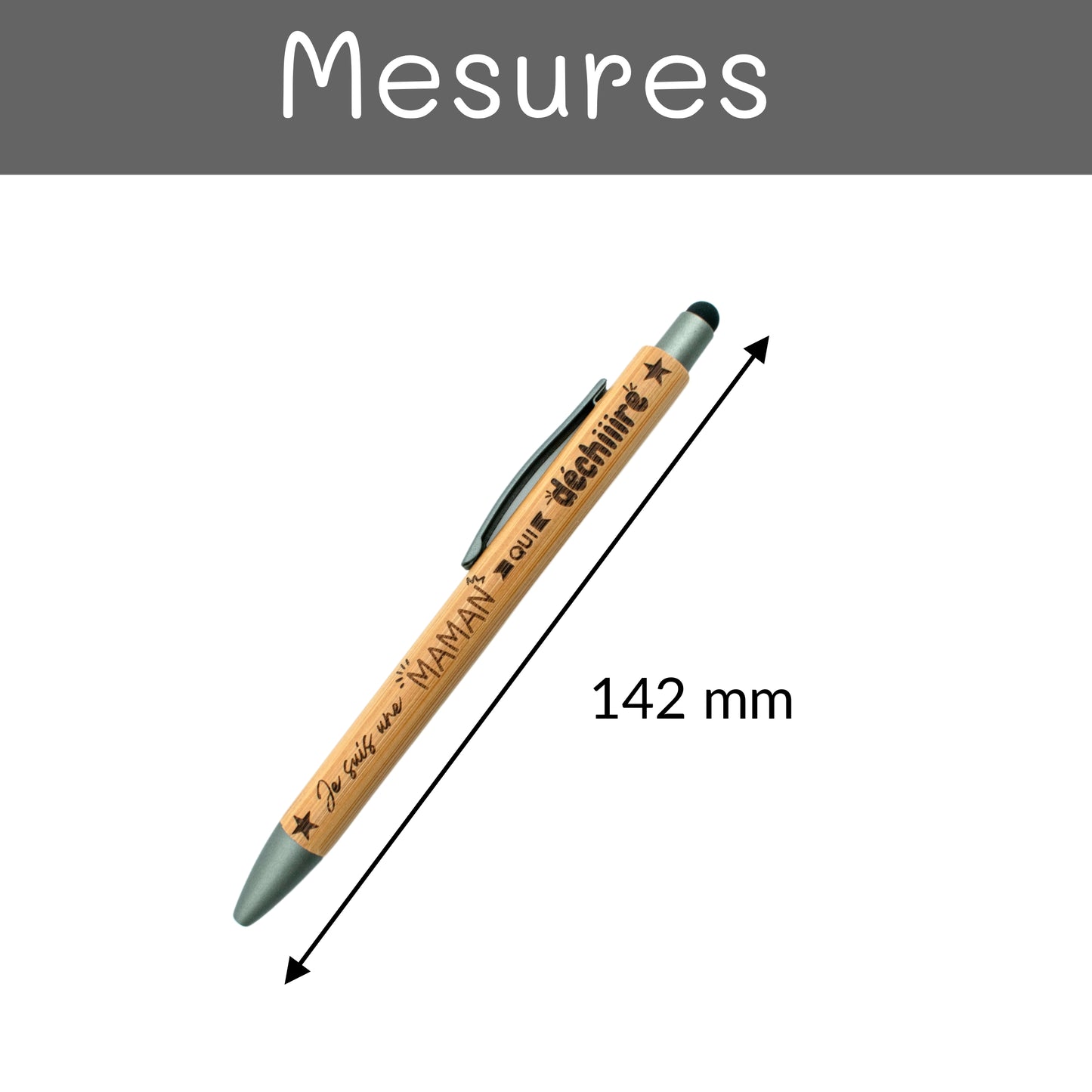 STYLO BAMBOU AVEC EMBOUT TACTILE - MAMAN - DECHIRE