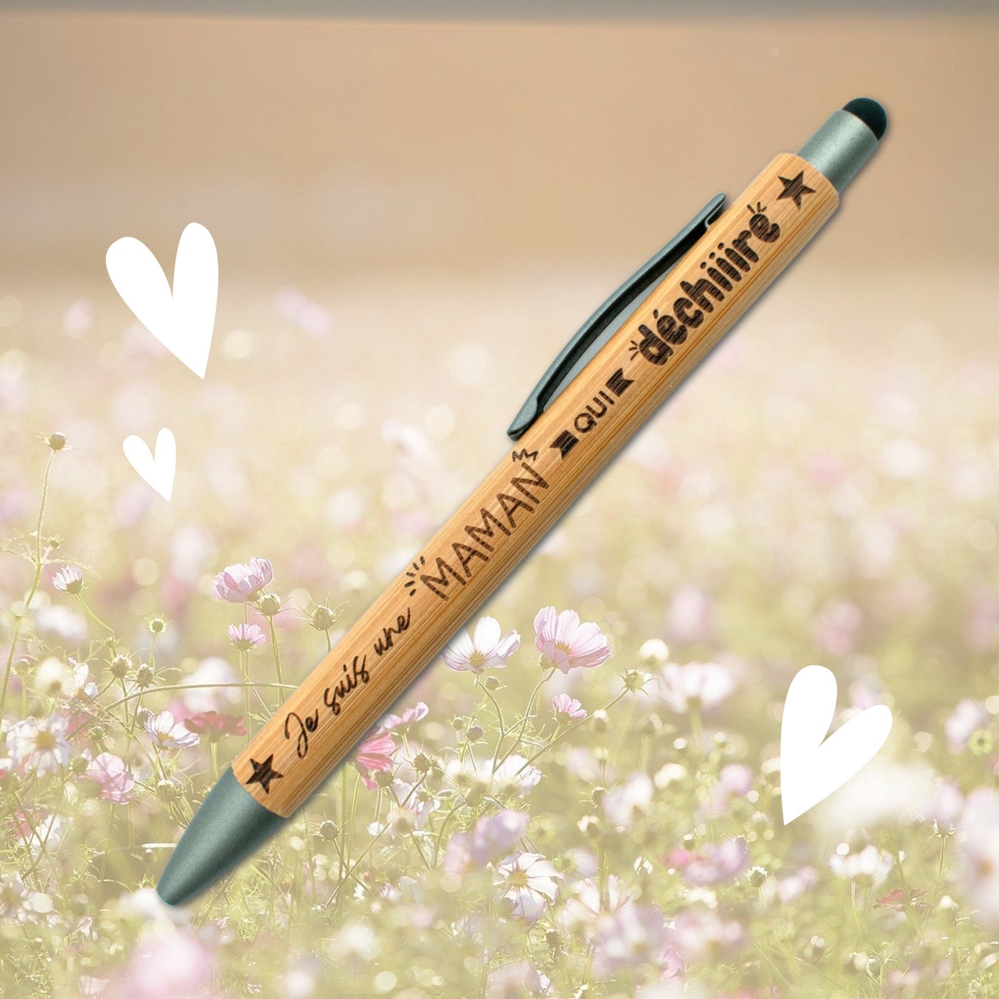 STYLO BAMBOU AVEC EMBOUT TACTILE - MAMAN - DECHIRE