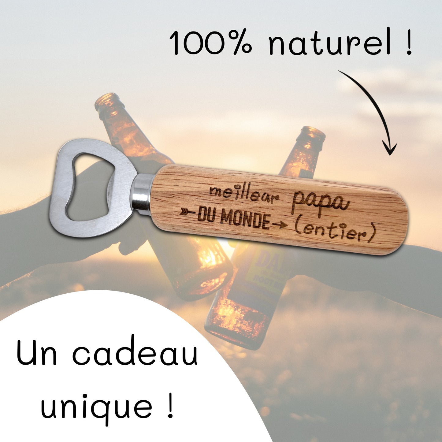 DECAPSULEUR MANCHE BOIS - PAPA - MEILLEUR DU MONDE ENTIER