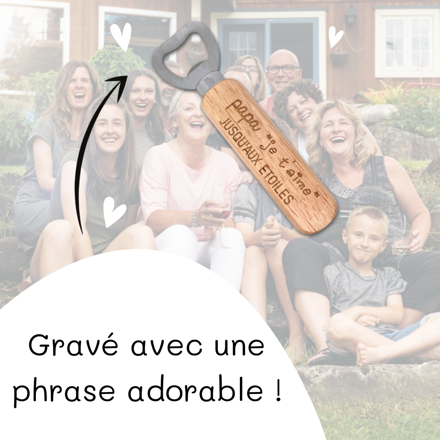 DECAPSULEUR MANCHE BOIS - PAPA - JE T'AIME JUSQU'AUX ETOILES