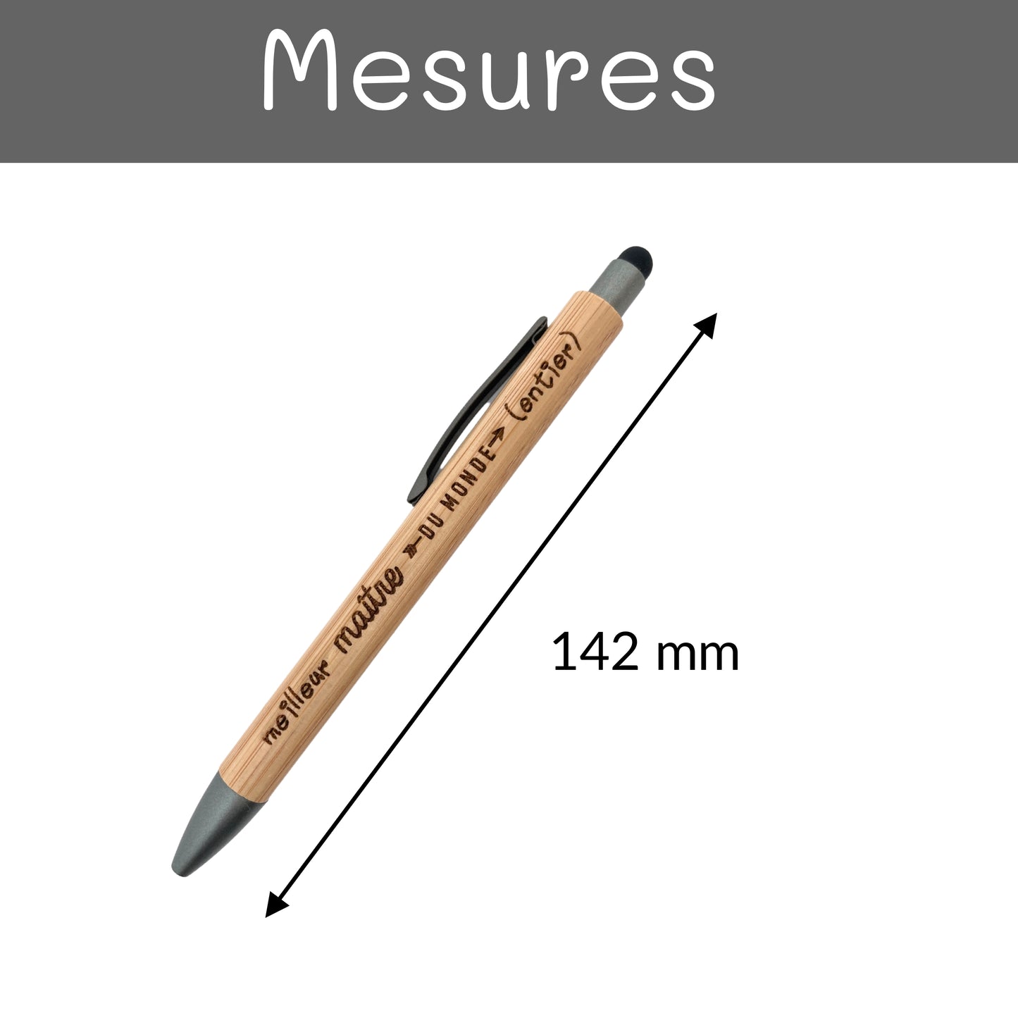 STYLO BAMBOU AVEC EMBOUT TACTILE - MAITRE - MEILLEUR DU MONDE ENTIER