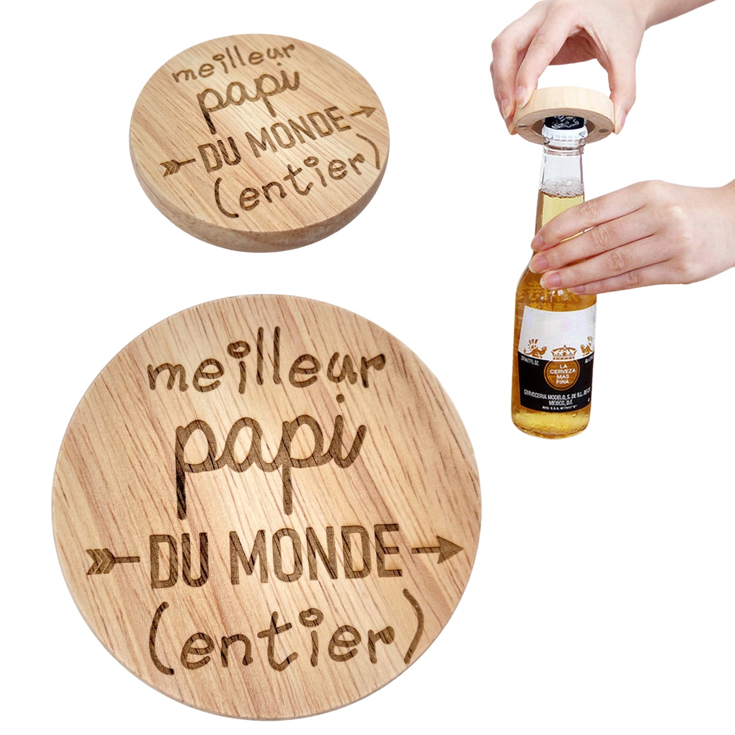 DECAPSULEUR MAGNETIQUE EN BOIS - PAPI - MEILLEUR DU MONDE ENTIER