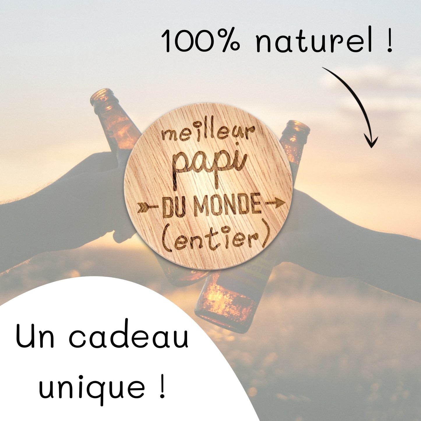DECAPSULEUR MAGNETIQUE EN BOIS - PAPI - MEILLEUR DU MONDE ENTIER