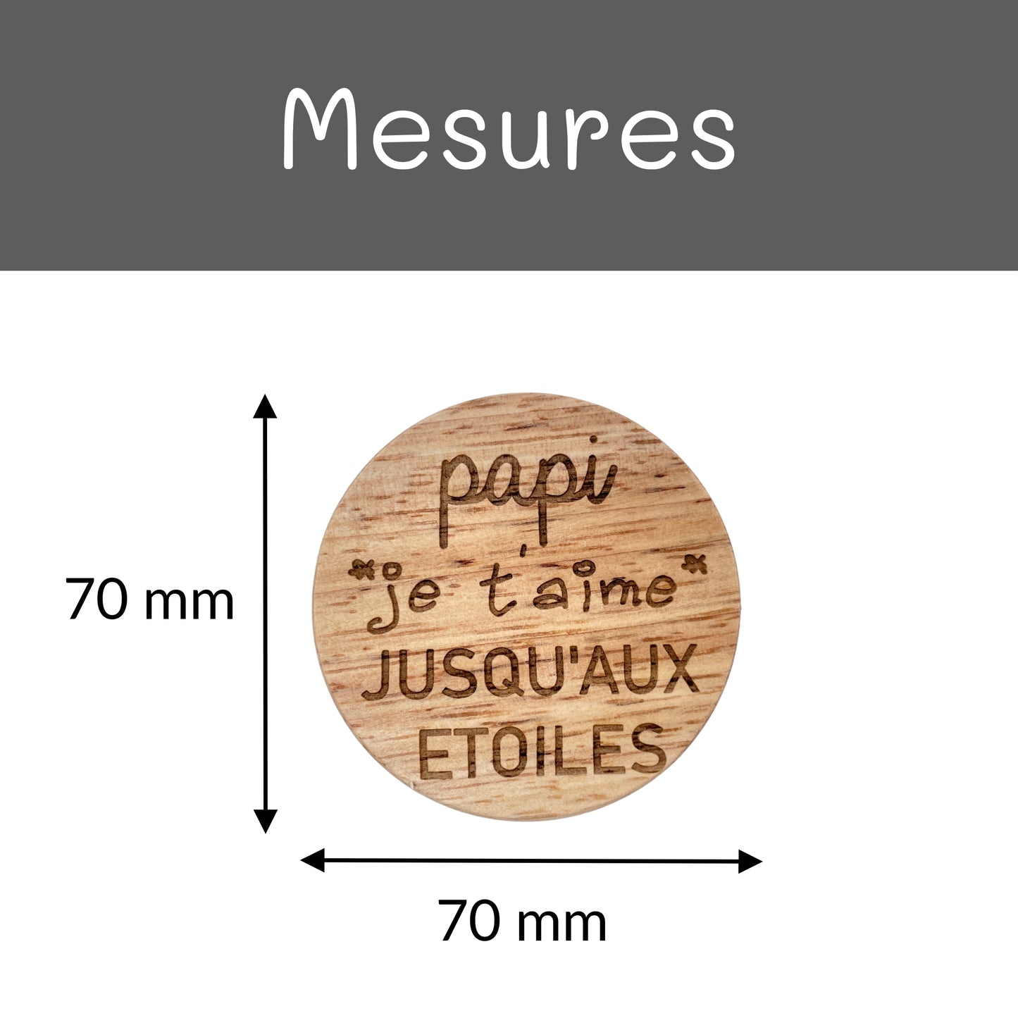 DECAPSULEUR MAGNETIQUE EN BOIS - PAPI - JE T'AIME JUSQU'AUX ETOILES