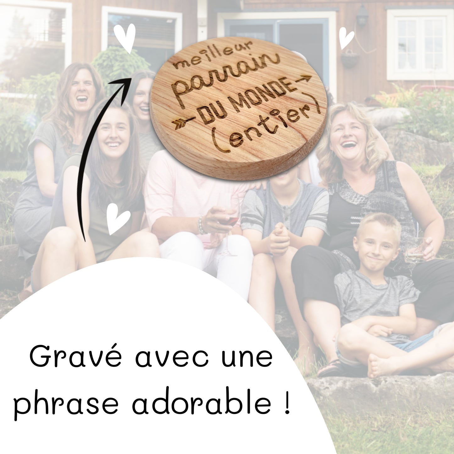 DECAPSULEUR MAGNETIQUE EN BOIS - PARRAIN - MEILLEUR DU MONDE ENTIER