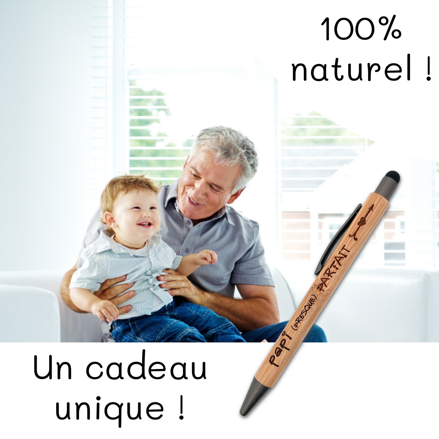 STYLO BAMBOU AVEC EMBOUT TACTILE - PAPI - PRESQUE PARFAIT