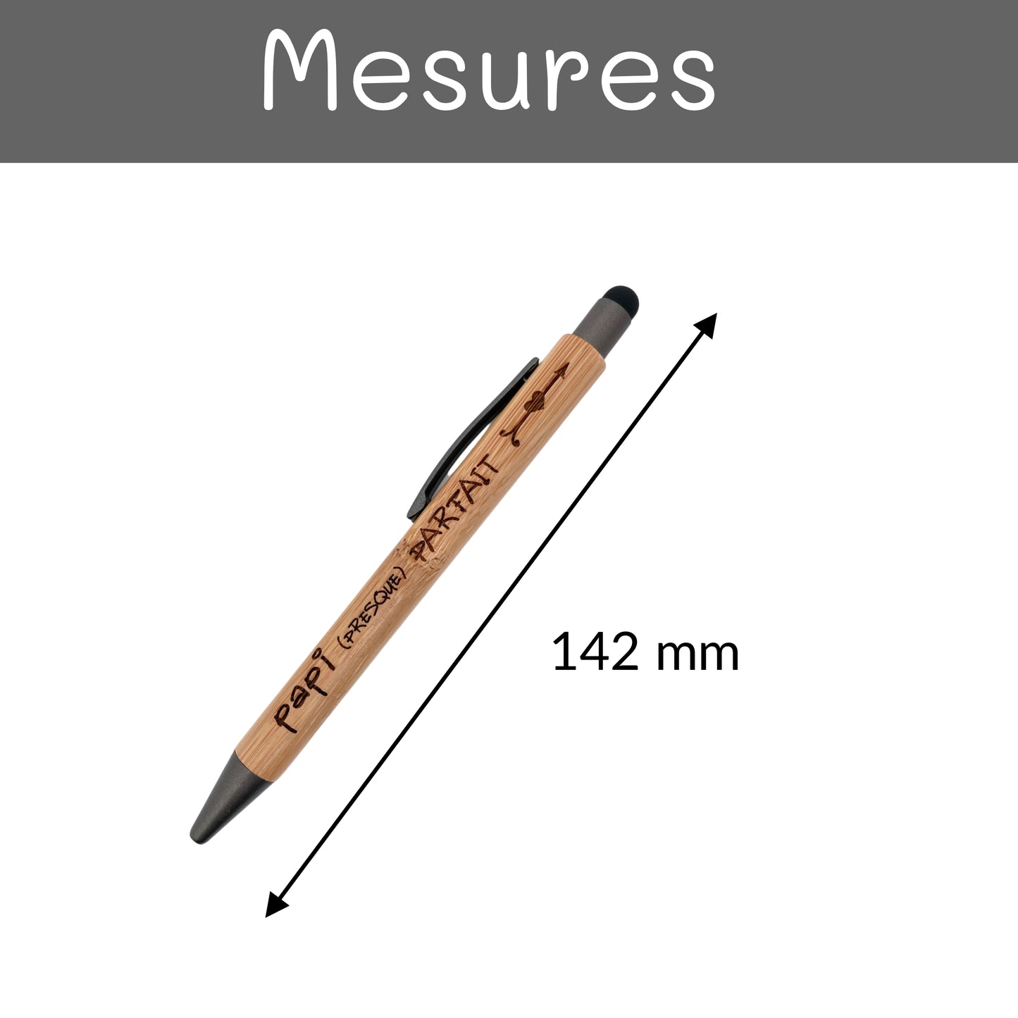 STYLO BAMBOU AVEC EMBOUT TACTILE - PAPI - PRESQUE PARFAIT
