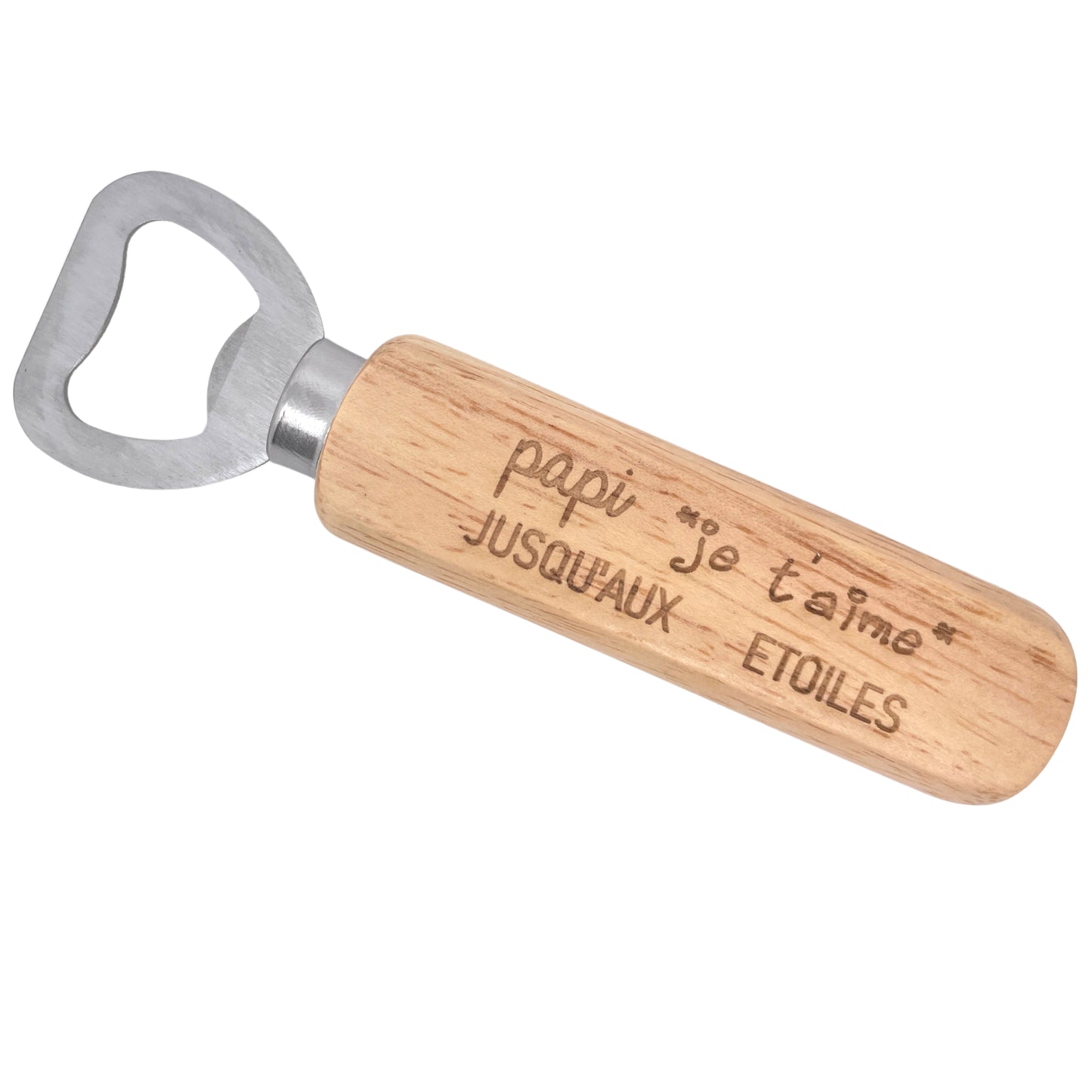 DECAPSULEUR MANCHE BOIS - PAPI - JE T'AIME JUSQU'AUX ETOILES