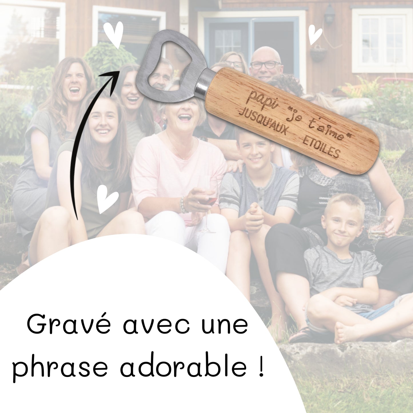 DECAPSULEUR MANCHE BOIS - PAPI - JE T'AIME JUSQU'AUX ETOILES