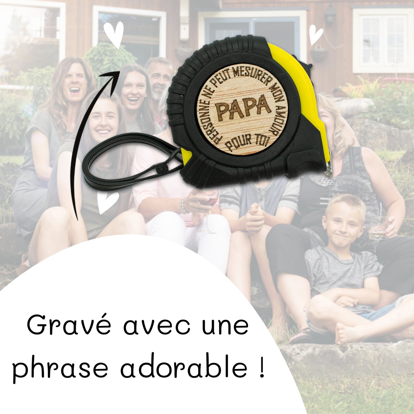 METRE RUBAN - 3M - JAUNE - PAPA - MON AMOUR POUR TOI