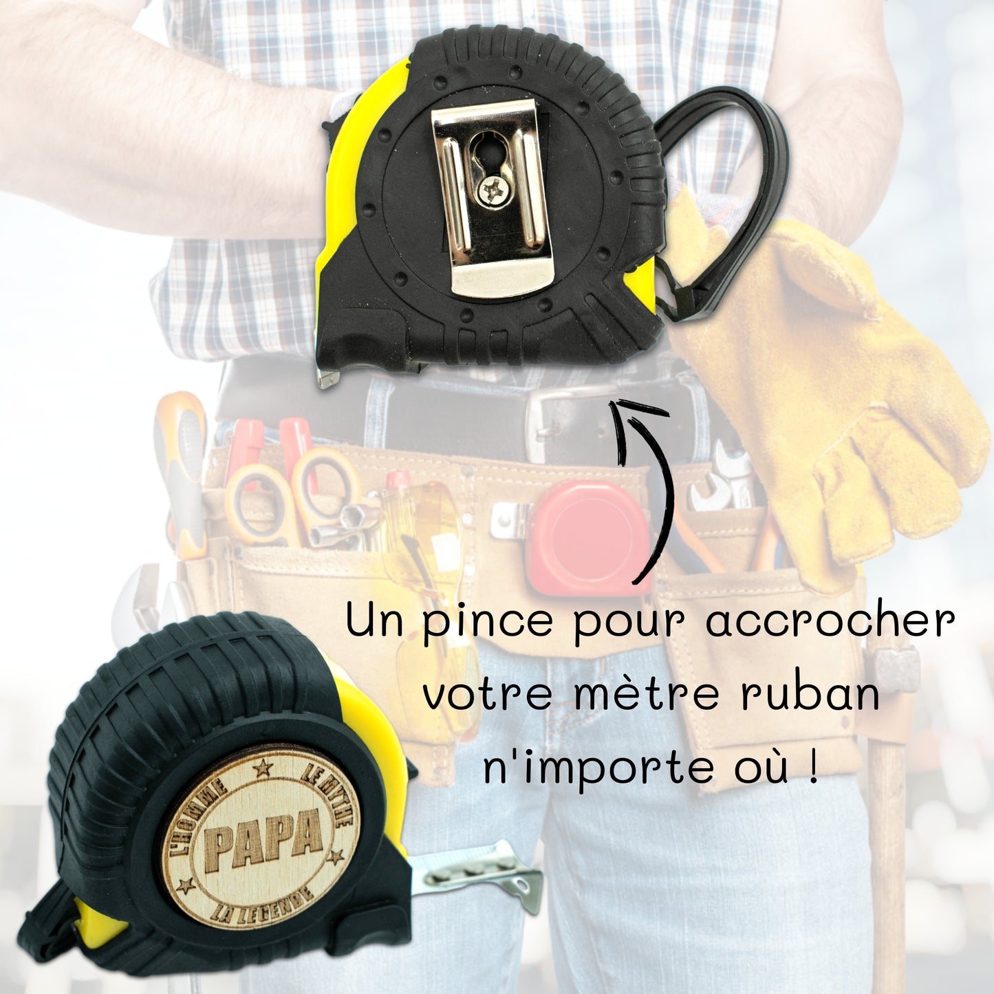 METRE RUBAN - 3M - JAUNE - PAPA - L'HOMME, LE MYTHE, LA LEGENDE