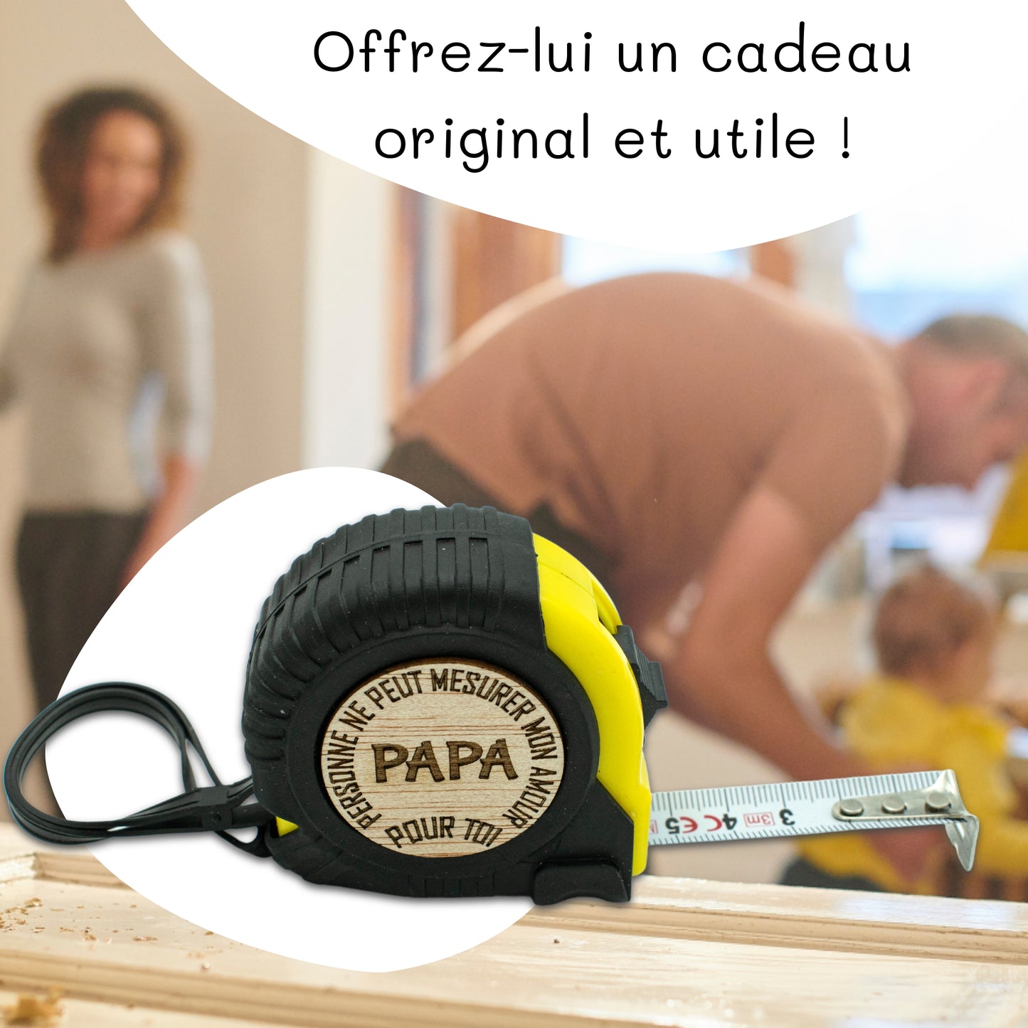 METRE RUBAN - 3M - JAUNE - PAPA - MON AMOUR POUR TOI