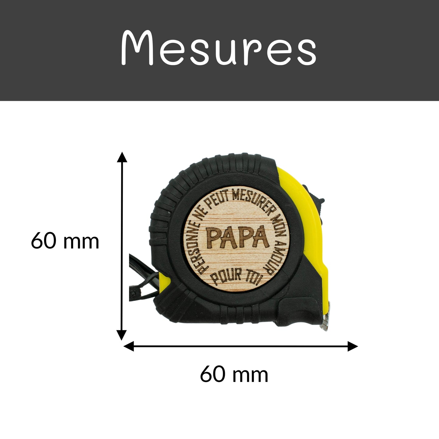 METRE RUBAN - 3M - JAUNE - PAPA - MON AMOUR POUR TOI