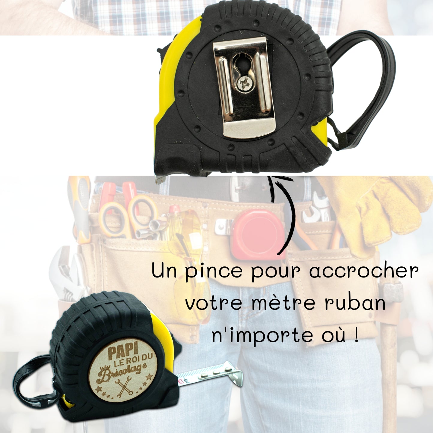 METRE RUBAN - 3M - JAUNE - PAPI - LE ROI DU BRICOLAGE