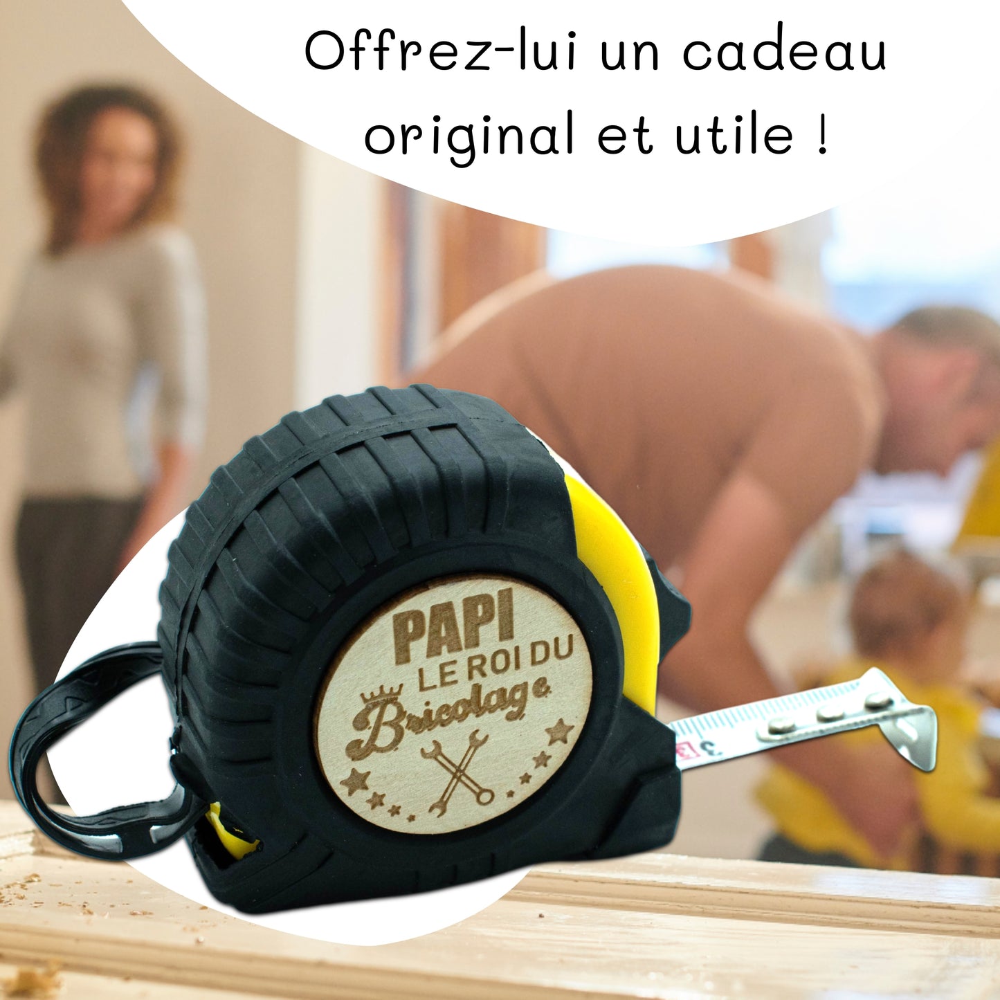 METRE RUBAN - 3M - JAUNE - PAPI - LE ROI DU BRICOLAGE