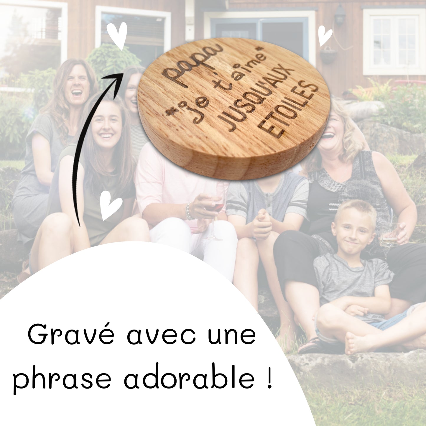 DECAPSULEUR MAGNETIQUE EN BOIS - PAPA - JE T'AIME JUSQU'AUX ETOILES