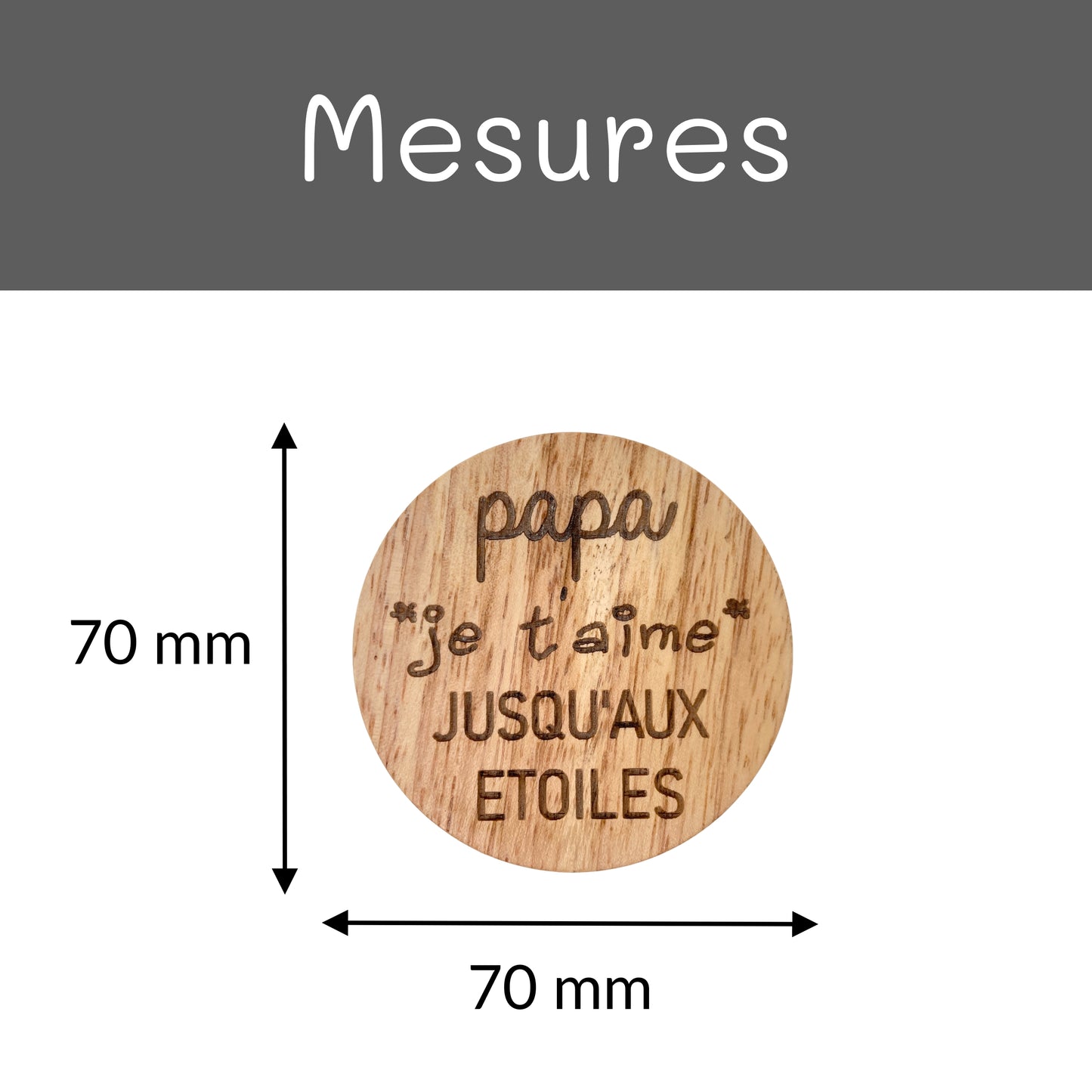 DECAPSULEUR MAGNETIQUE EN BOIS - PAPA - JE T'AIME JUSQU'AUX ETOILES