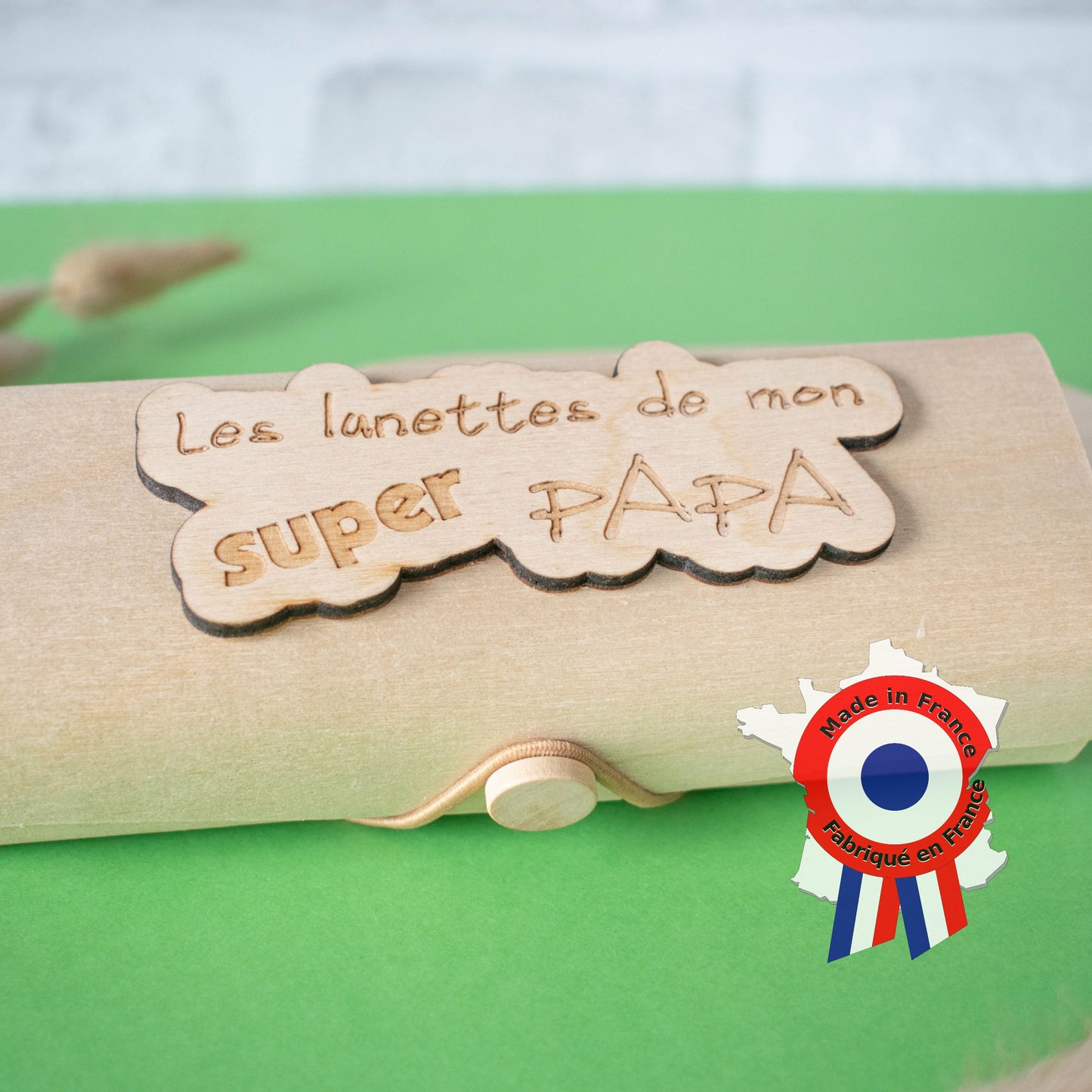 BOITIER LUNETTES EN BOIS - PAPA - SUPER PAPA