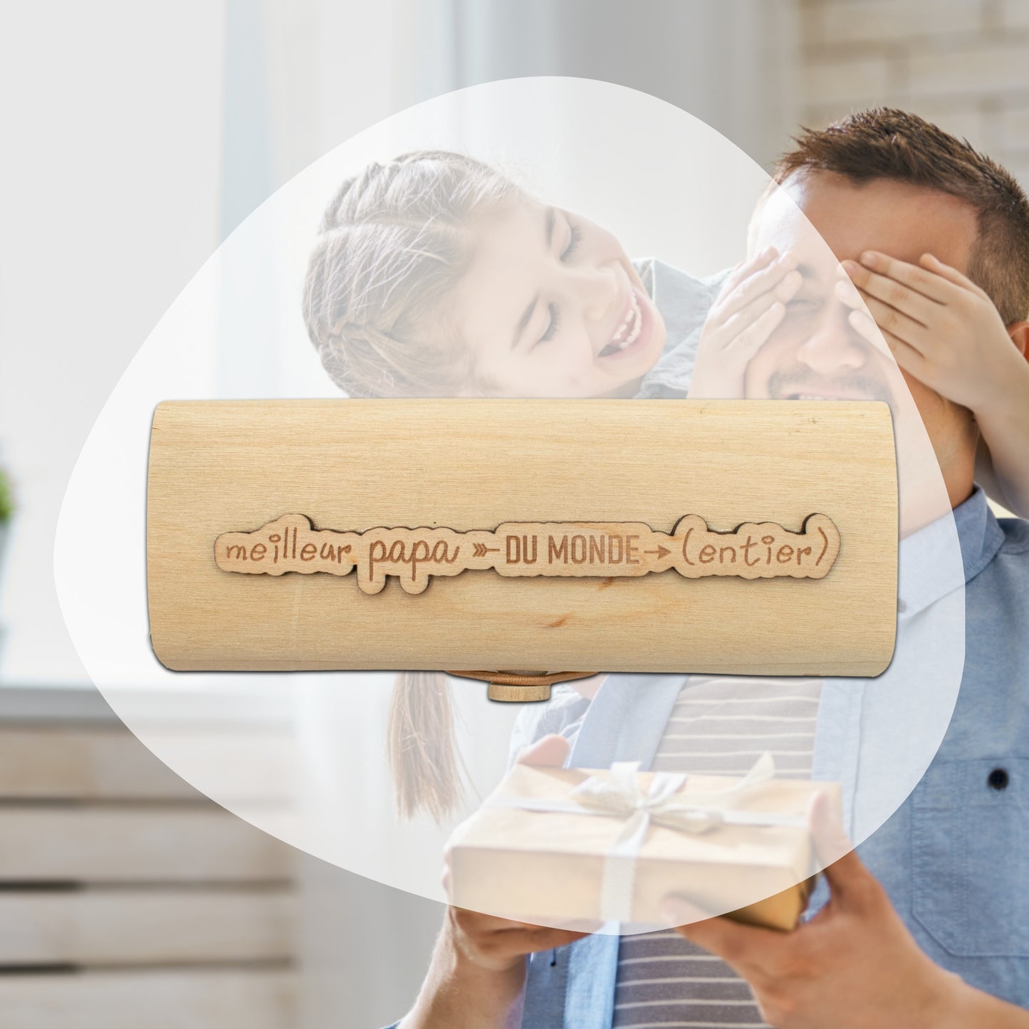 BOITIER LUNETTES EN BOIS - PAPA MEILLEUR DU MONDE ENTIER