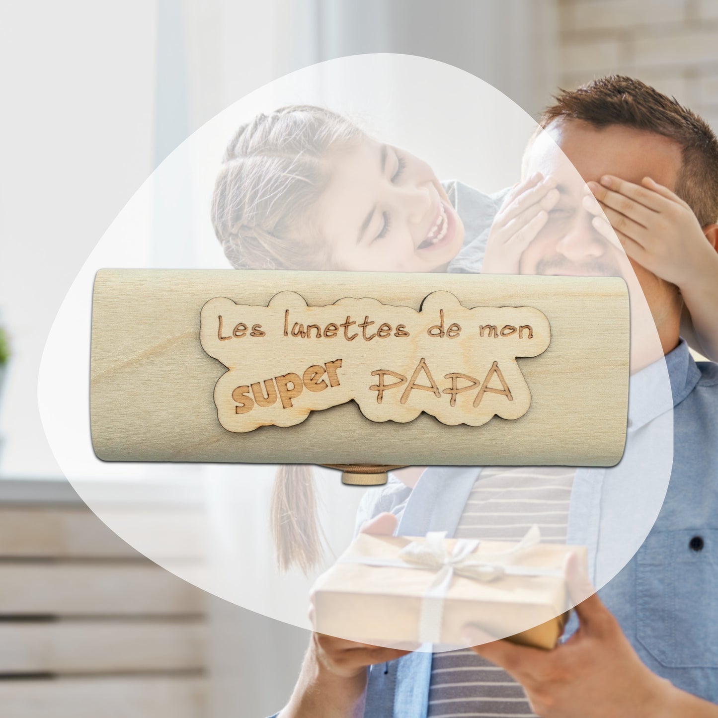 BOITIER LUNETTES EN BOIS - PAPA - SUPER PAPA