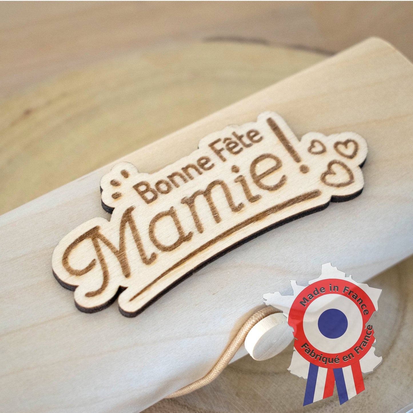 BOITIER LUNETTES EN BOIS - MAMIE BONNE FETE