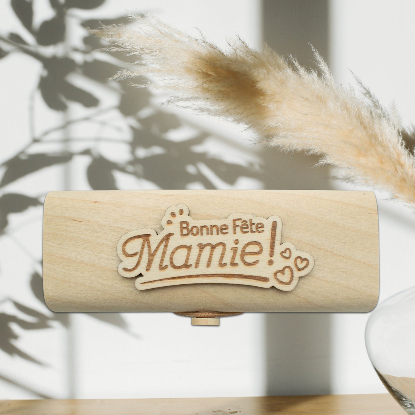 BOITIER LUNETTES EN BOIS - MAMIE BONNE FETE