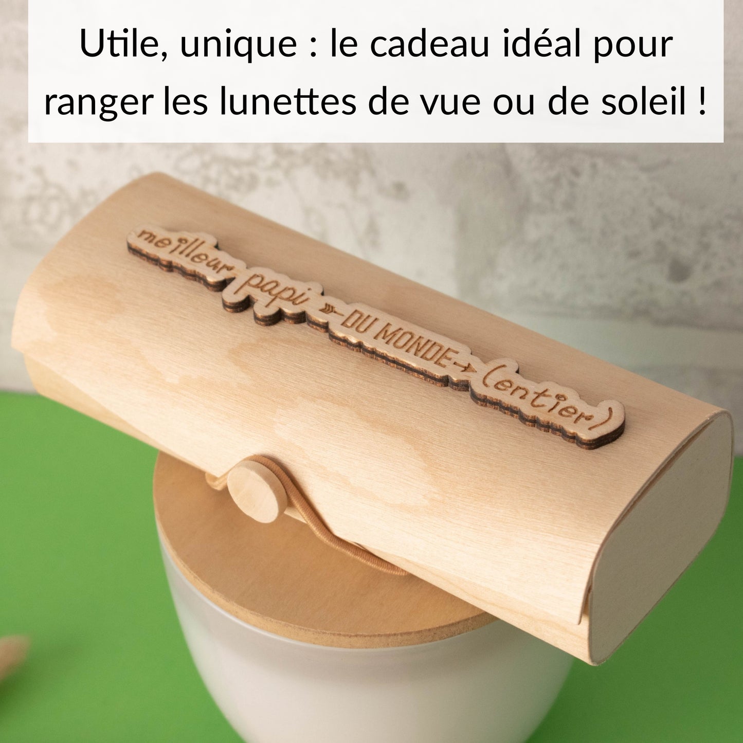 BOITIER LUNETTES EN BOIS - PAPI - MEILLEUR DU MONDE ENTIER