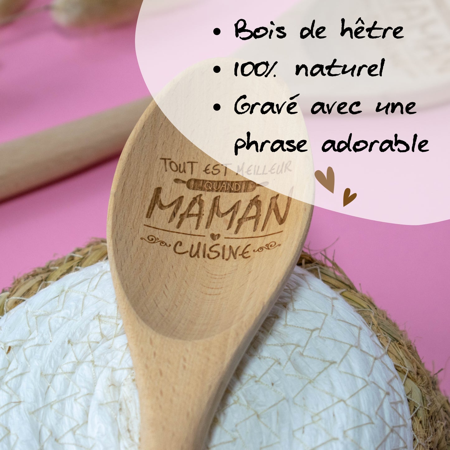 CUILLIERE EN BOIS - MAMAN - TOUT EST MEILLEUR QUAND MAMAN CUISINE