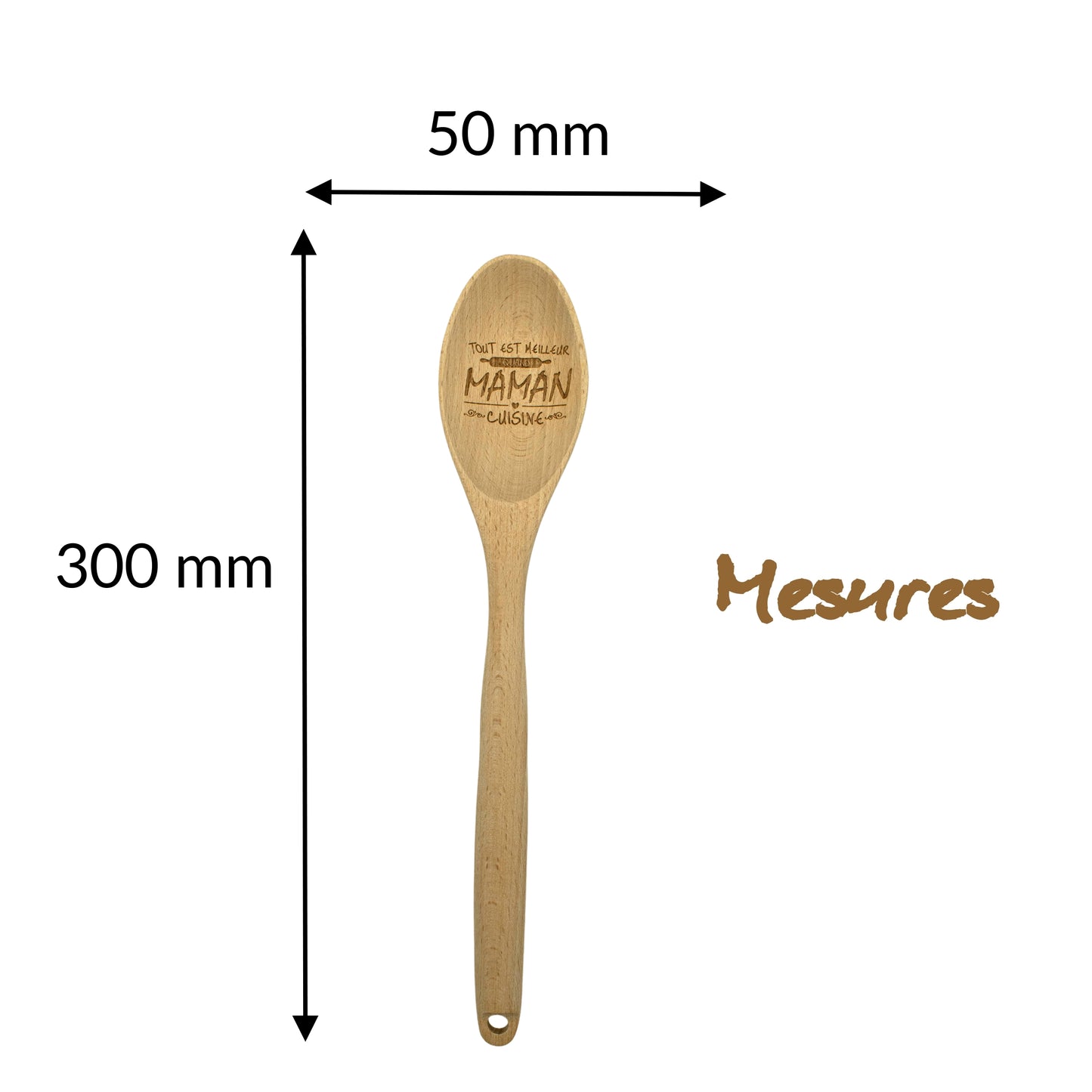 CUILLIERE EN BOIS - MAMAN - TOUT EST MEILLEUR QUAND MAMAN CUISINE