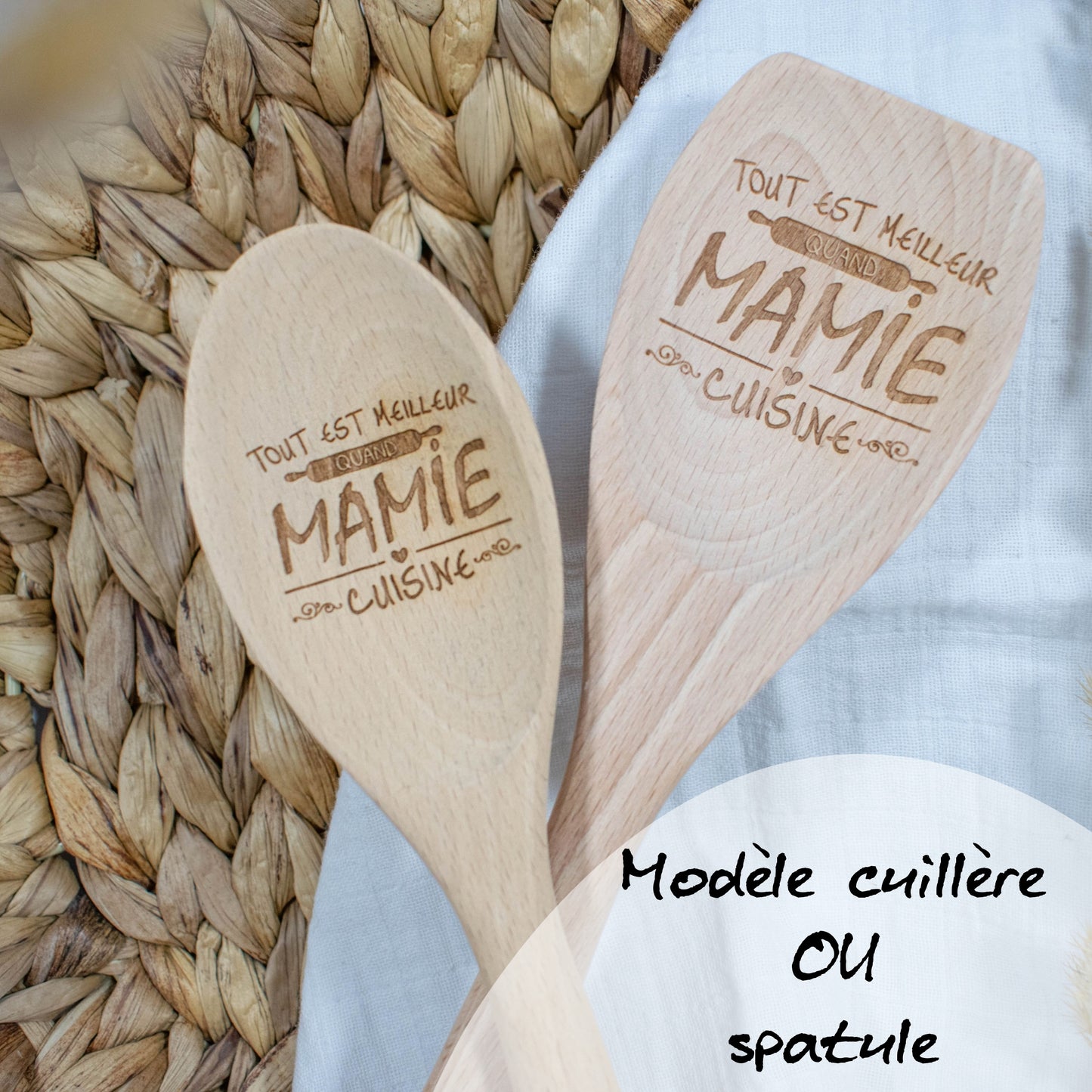 CUILLIERE EN BOIS - MAMIE - TOUT EST MEILLEUR QUAND MAMIE CUISINE