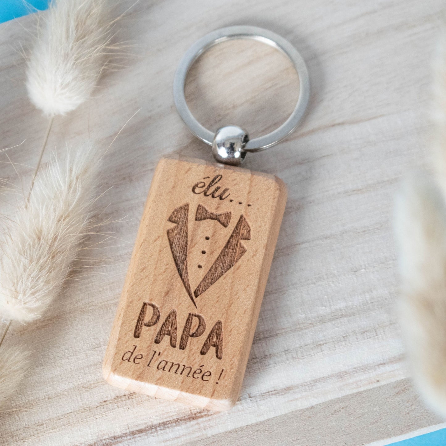 PORTE-CLEFS RECTANGLE EN BOIS - PAPA - ELU