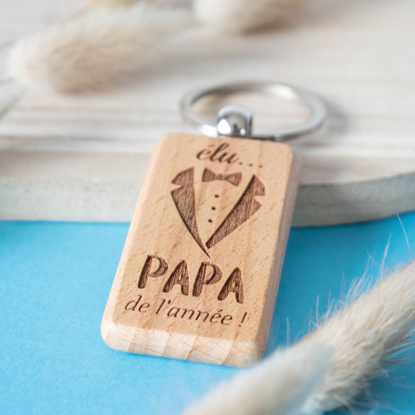 PORTE-CLEFS RECTANGLE EN BOIS - PAPA - ELU